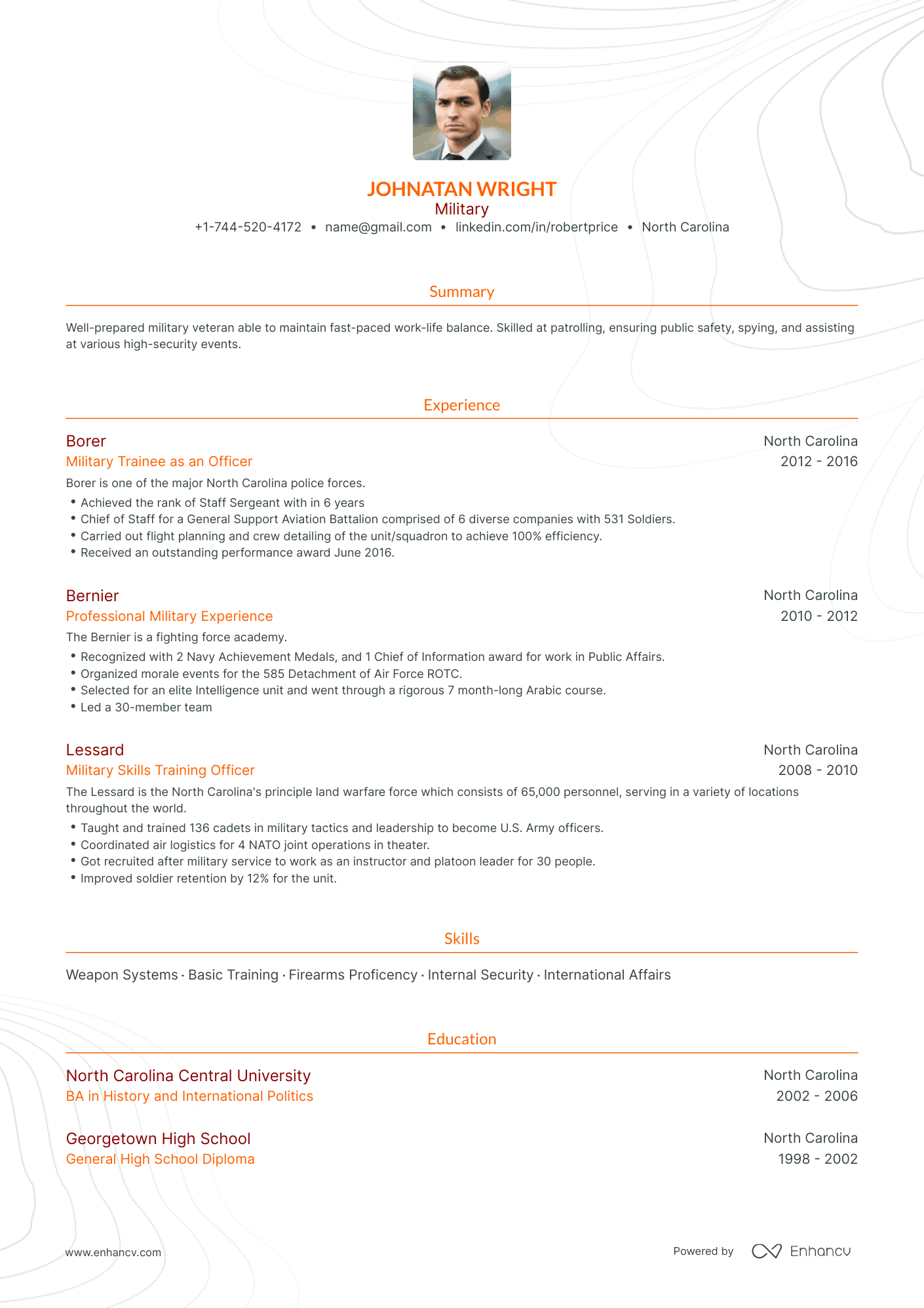 Traditional Military Resume Template