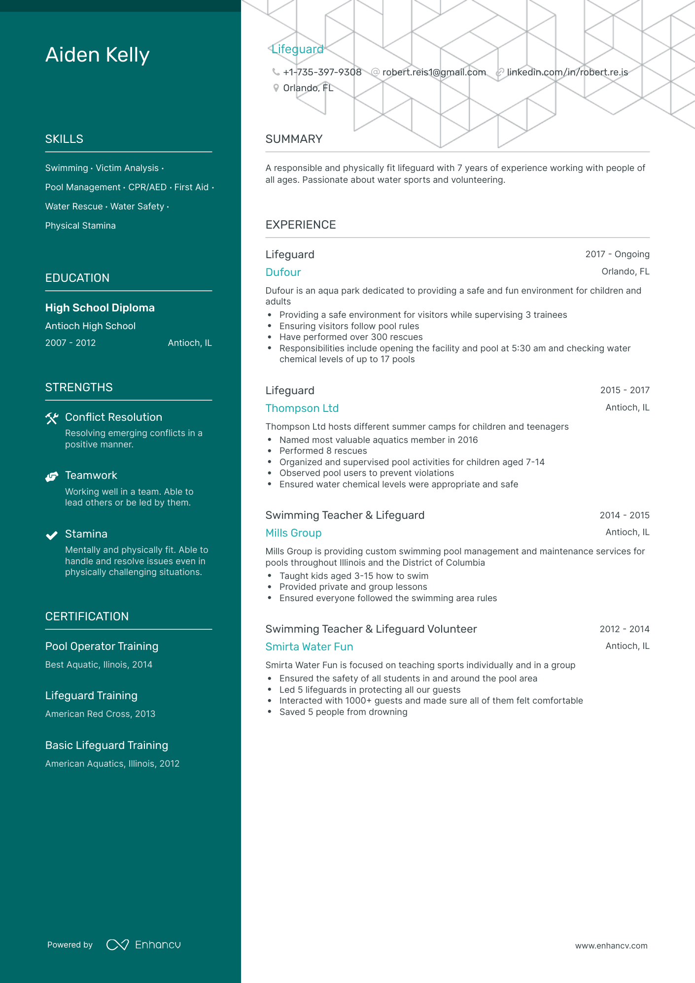 Polished Lifeguard Resume Template