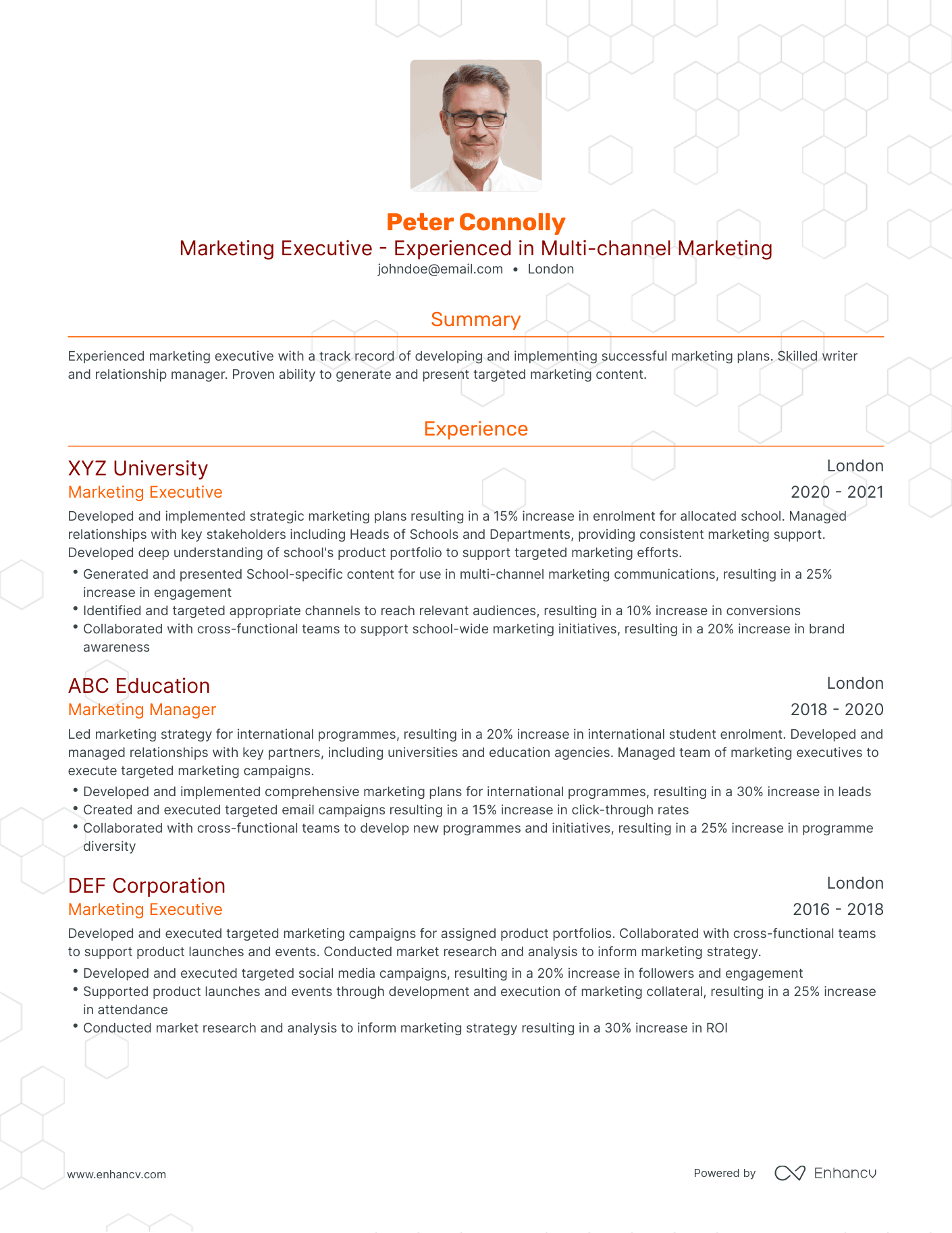 Traditional Executive Marketing Resume Template