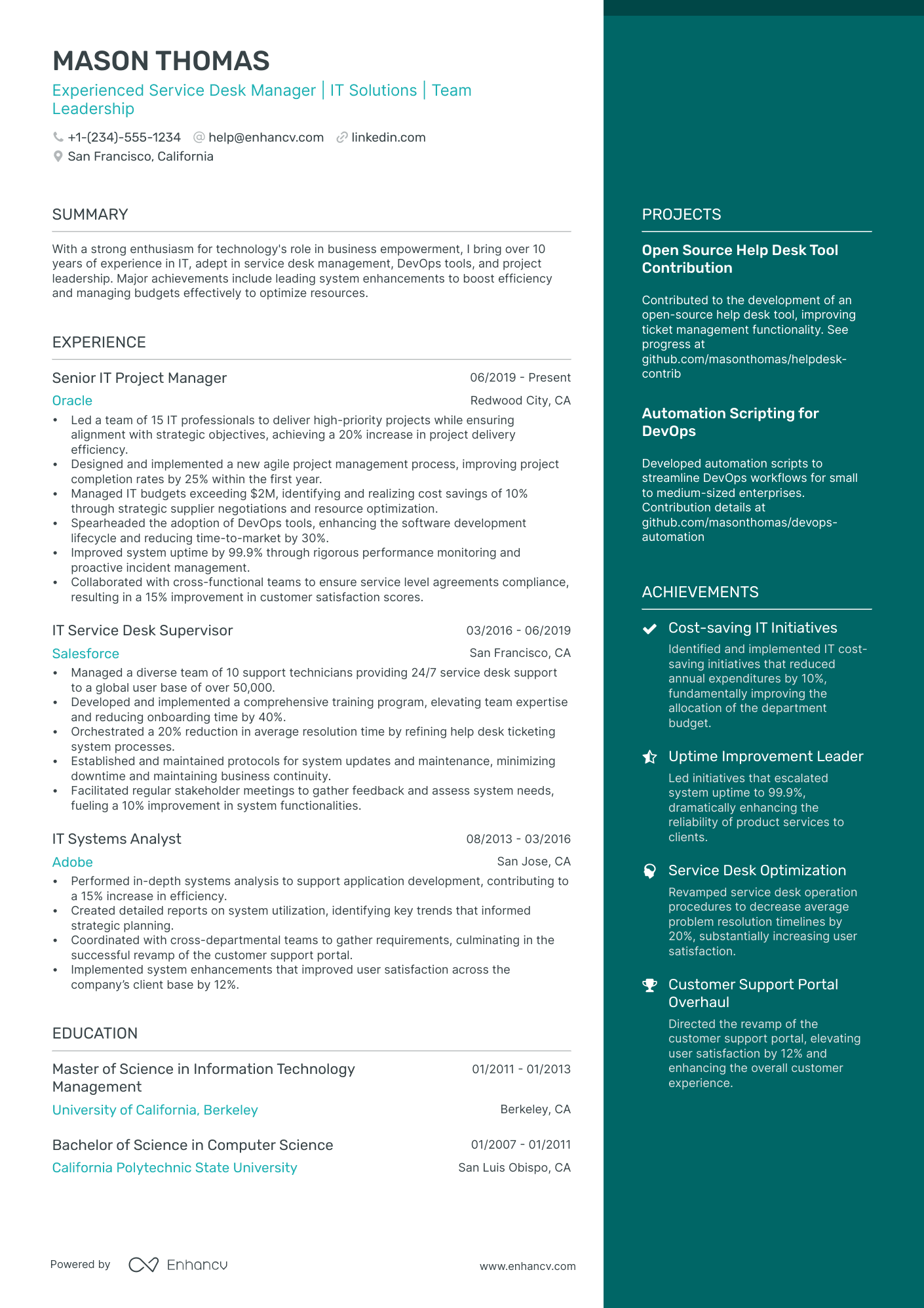 it service desk engineer resume