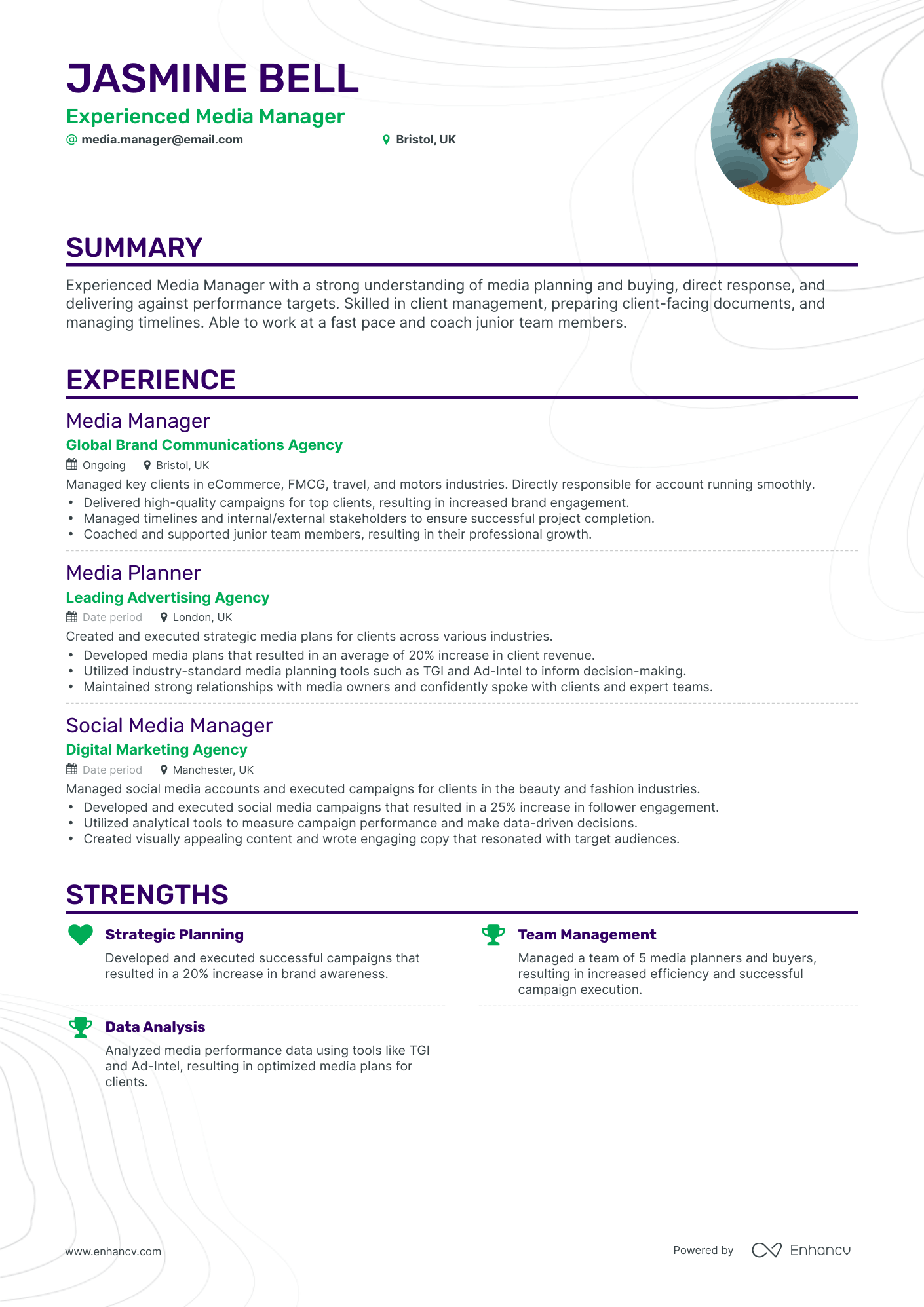 Classic Media Manager Resume Template