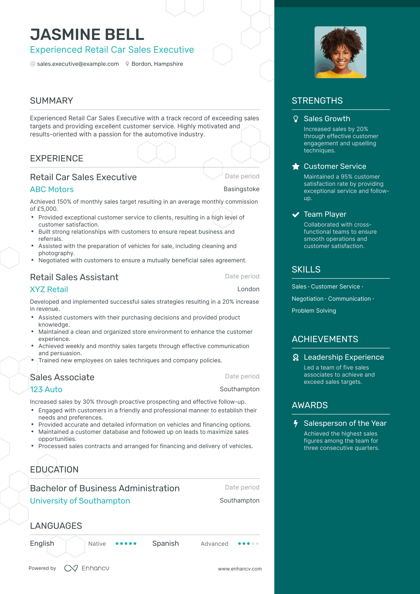 One Page Retail Sales Executive Resume Template