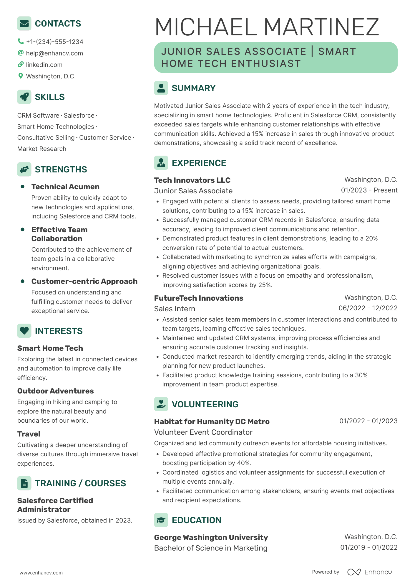 A resume example of a Experienced Sales Associate