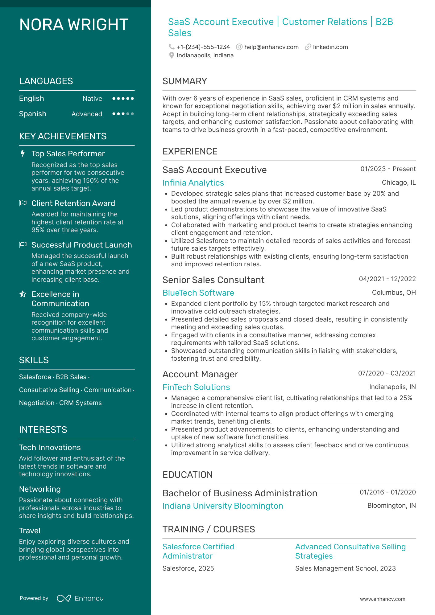 A resume example of a SaaS Account Executive