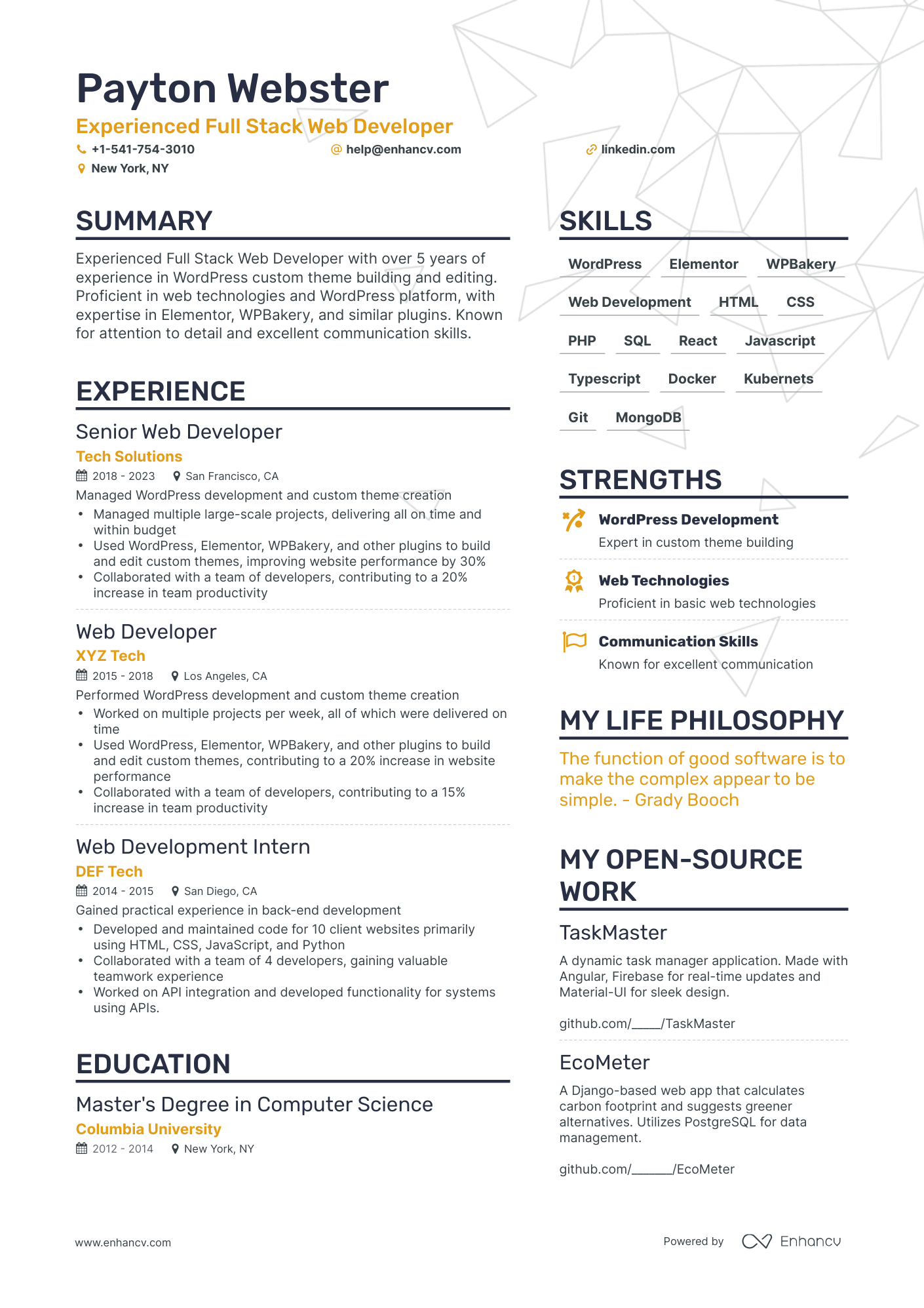 24 Web Developer Resume Examples & Guide For 2023