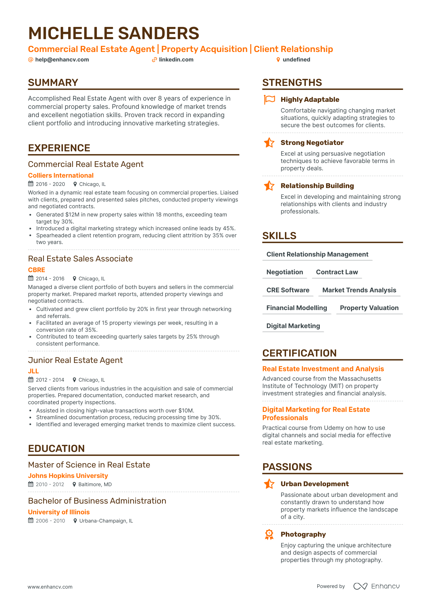 undefined Commercial Real Estate Agent Resume Template