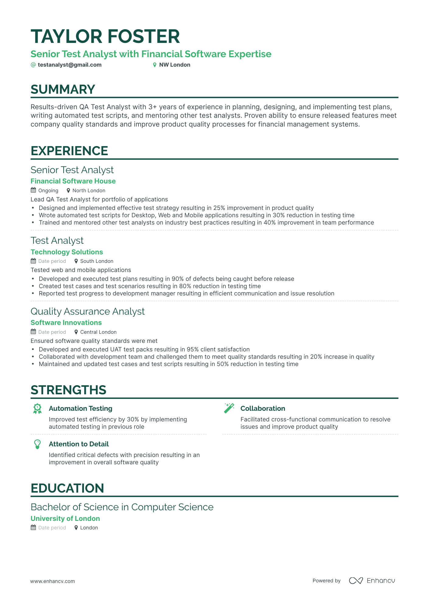 Classic Software Test Analyst Resume Template