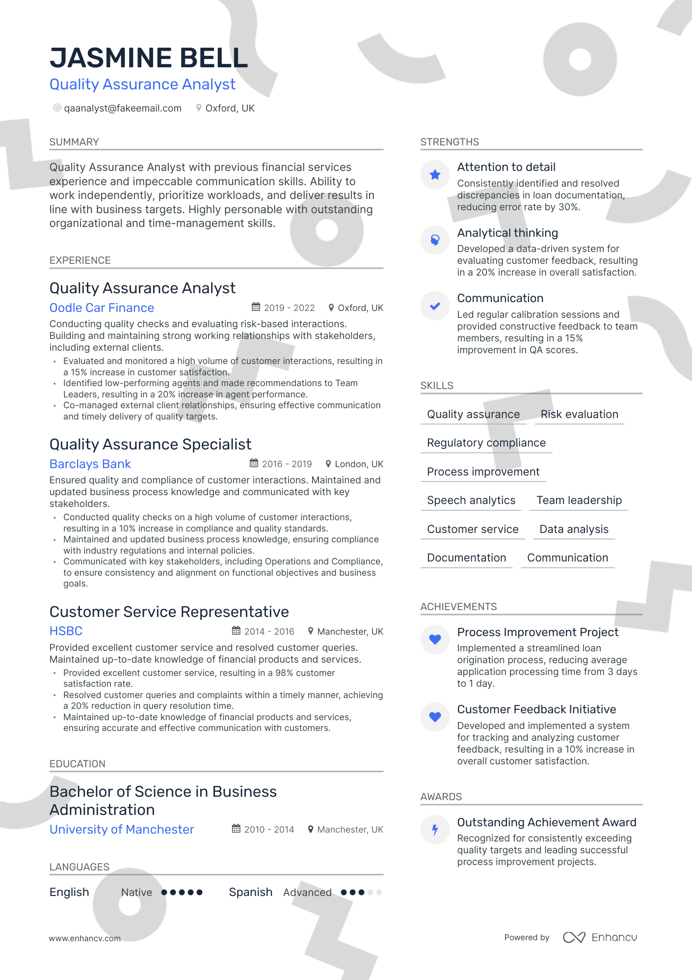 Modern Quality Assurance Analyst Resume Template