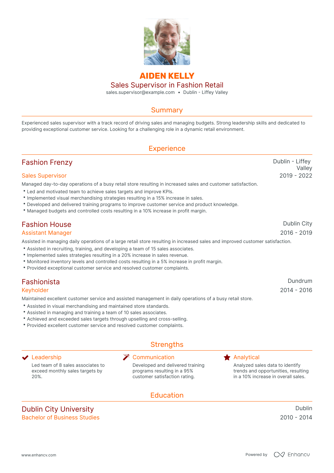 Traditional Sales Supervisor Resume Template