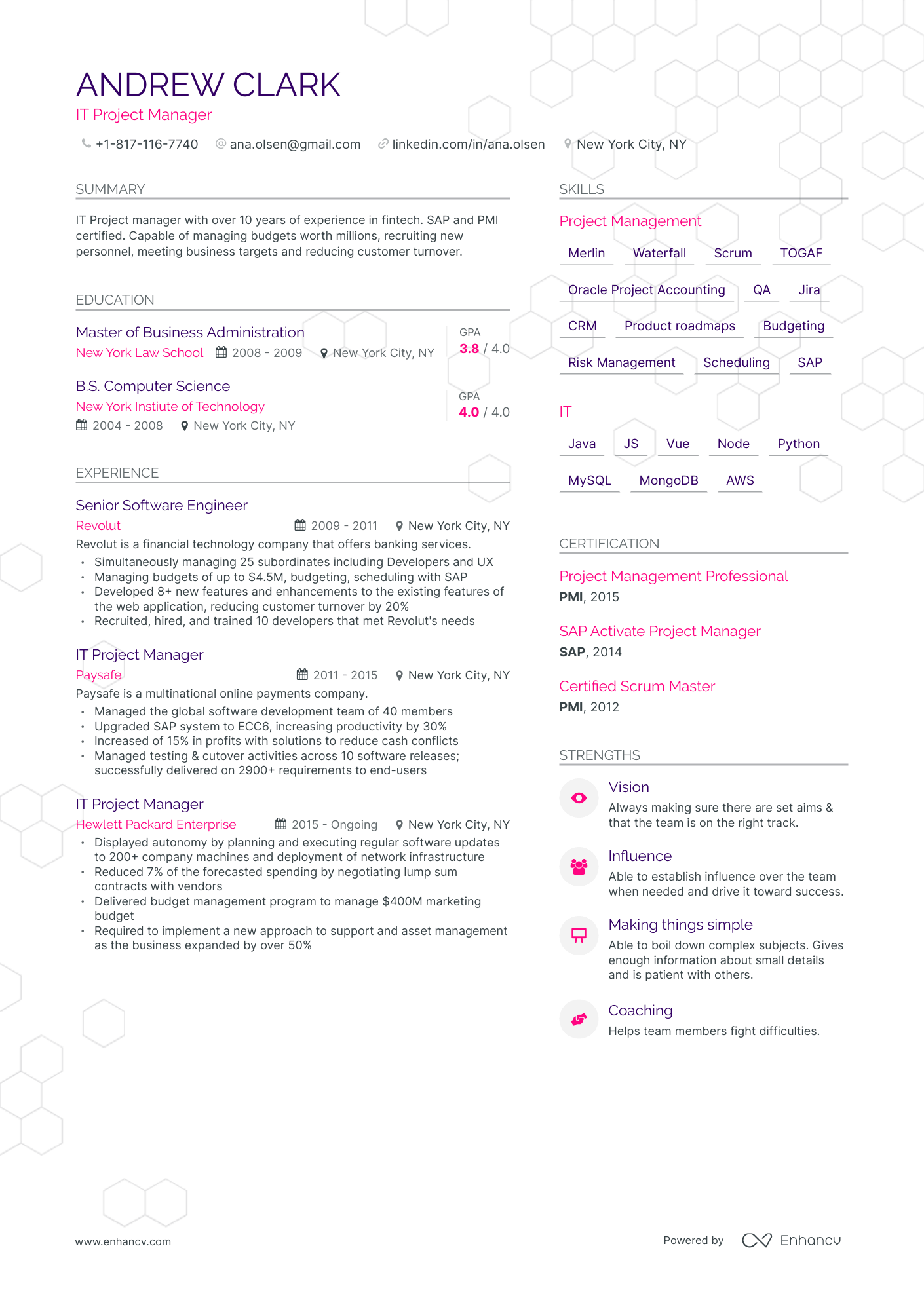 Modern IT Project Manager Resume Template