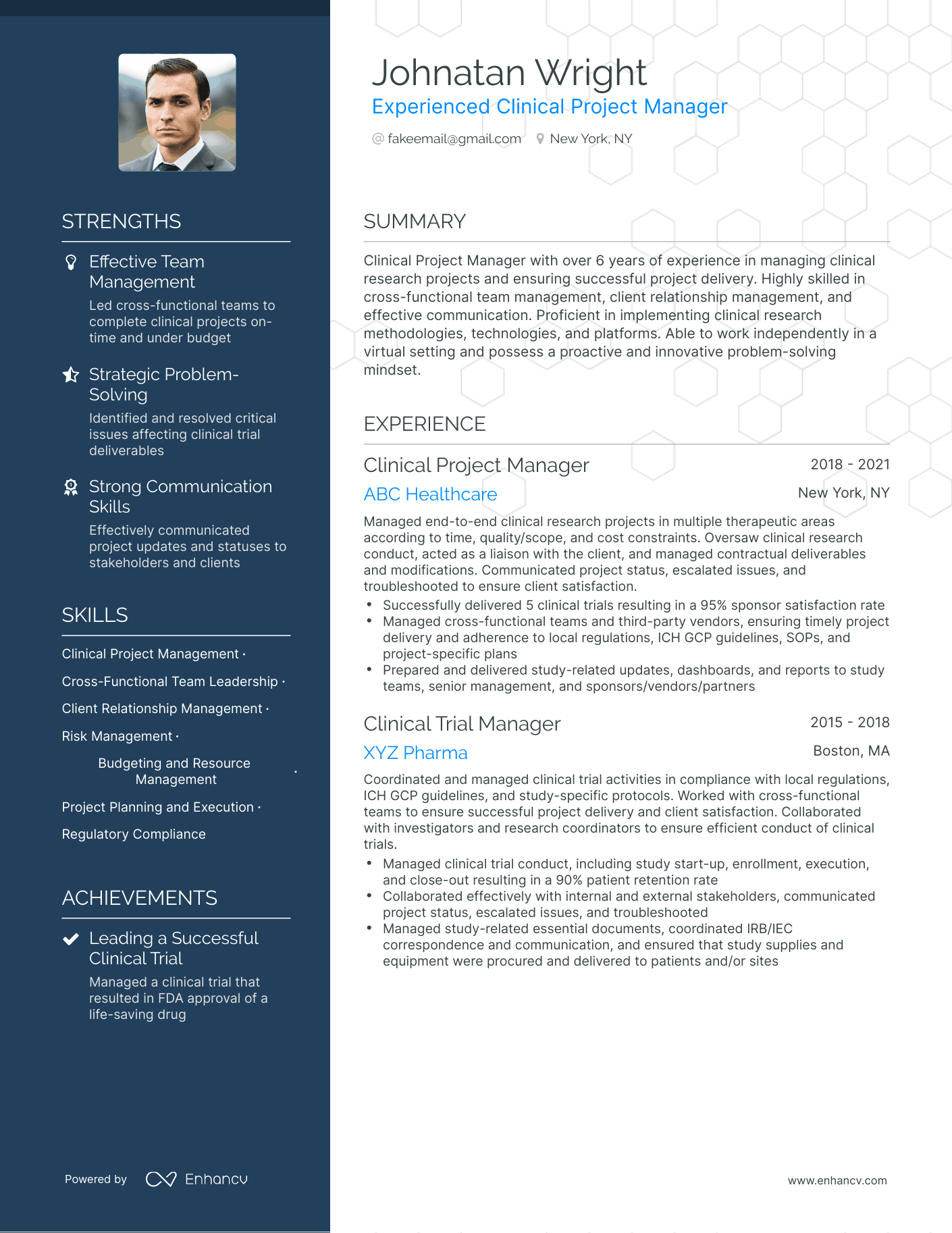 Polished Clinical Project Manager Resume Template