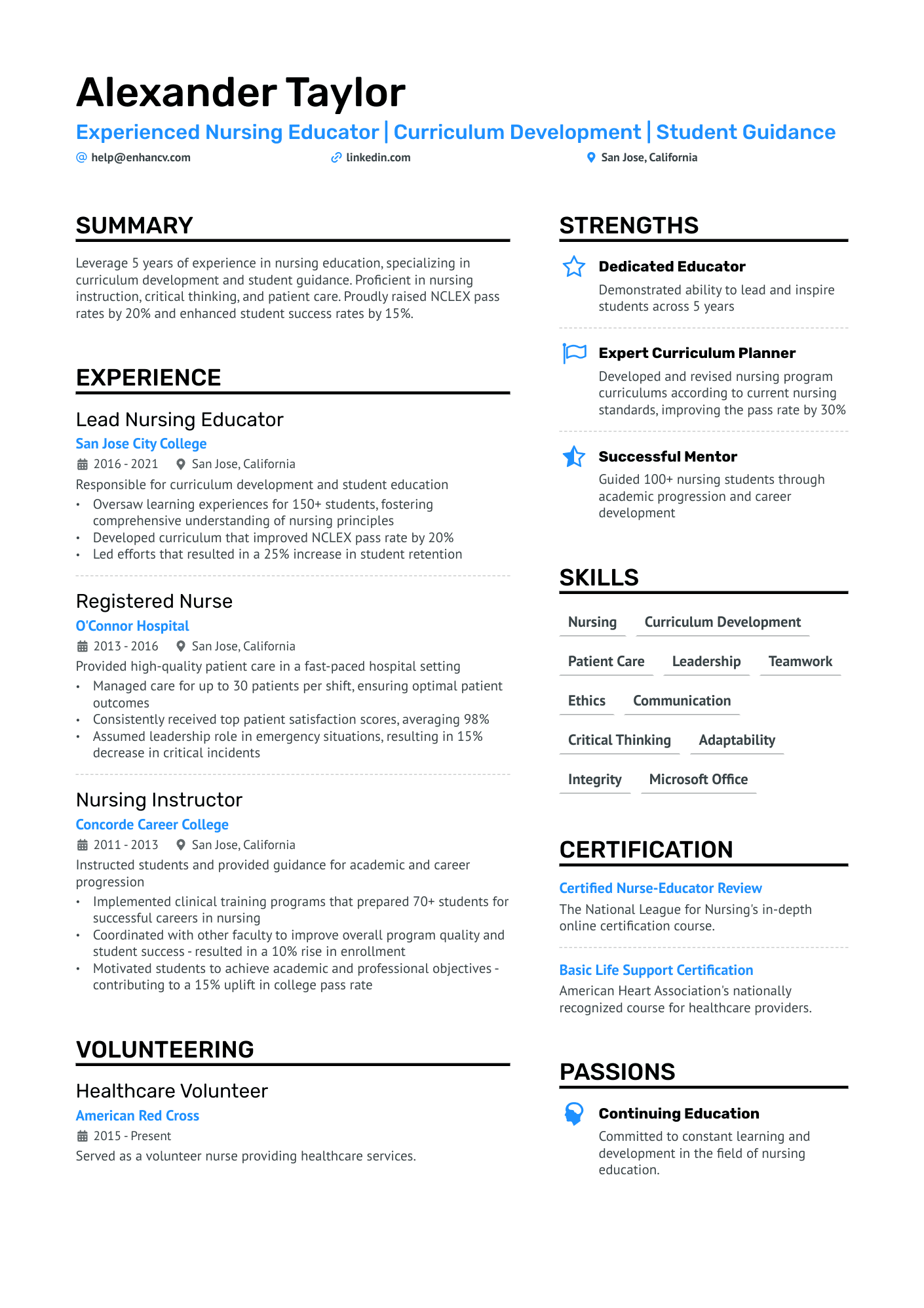 nursing student description for resume