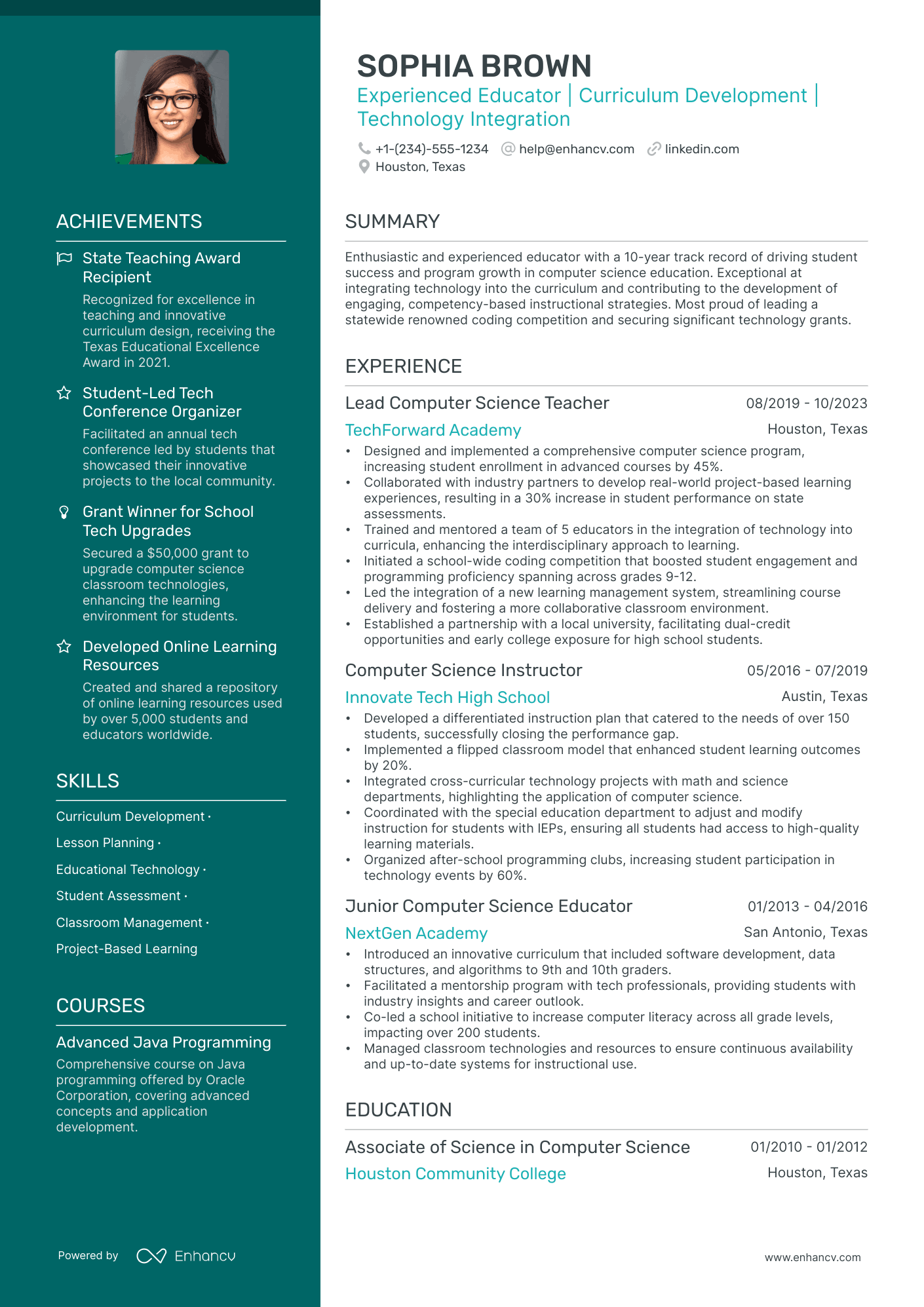 resume format for computer teacher in word file
