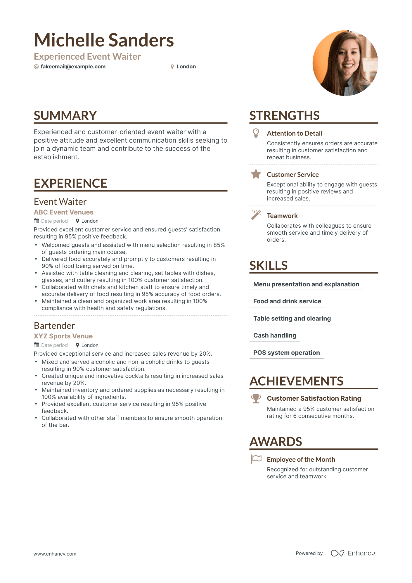 general objective for resume waiter