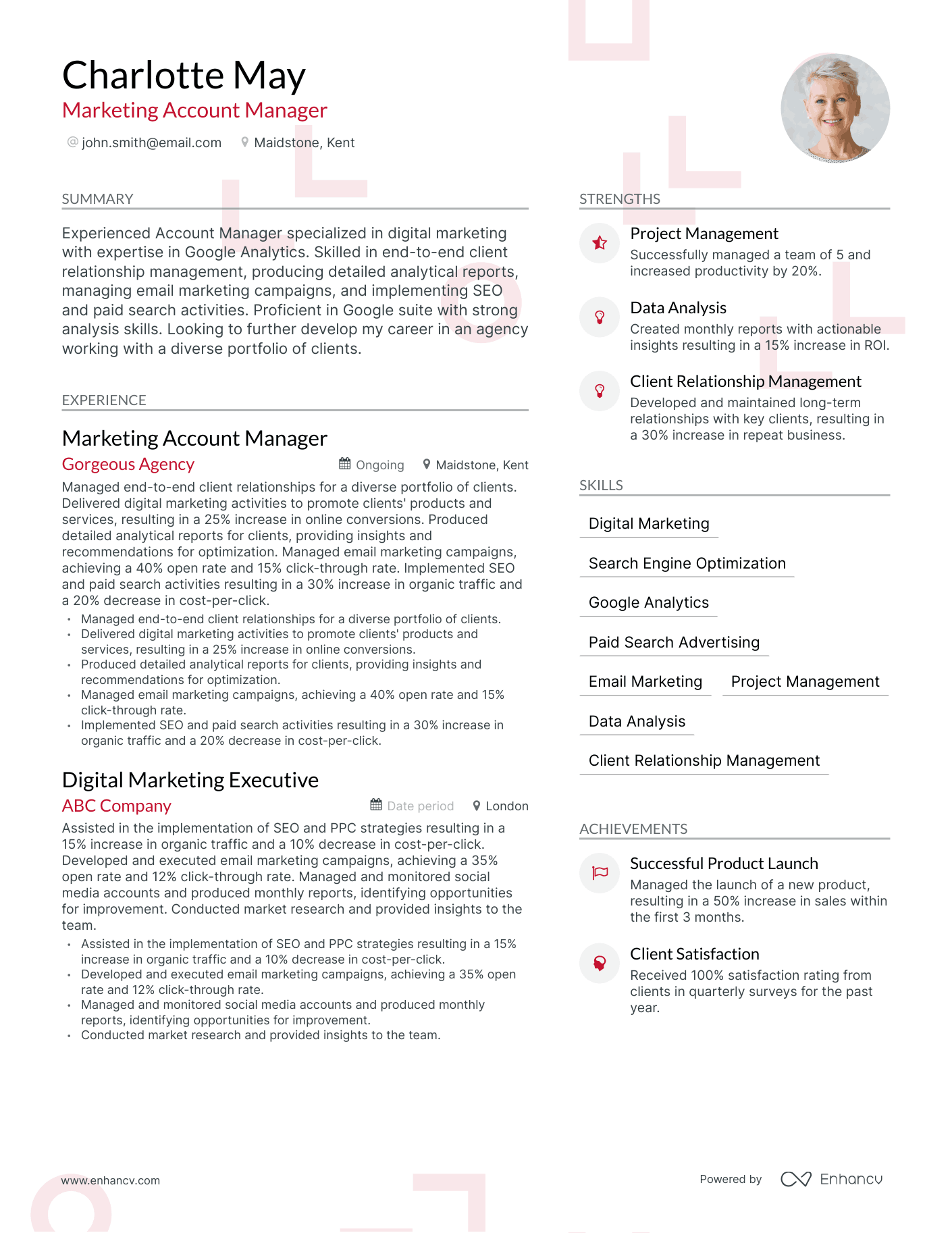 Modern Marketing Account Manager Resume Template