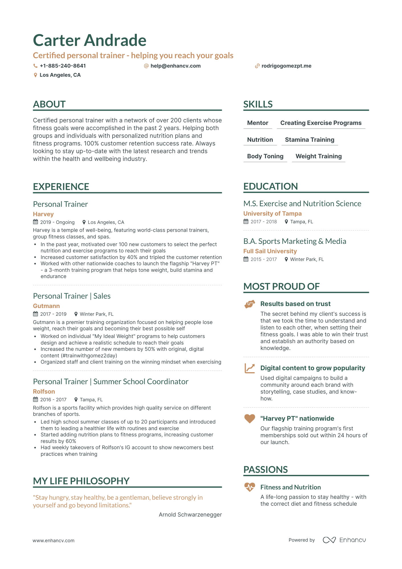 Simple Personal Trainer Resume Template