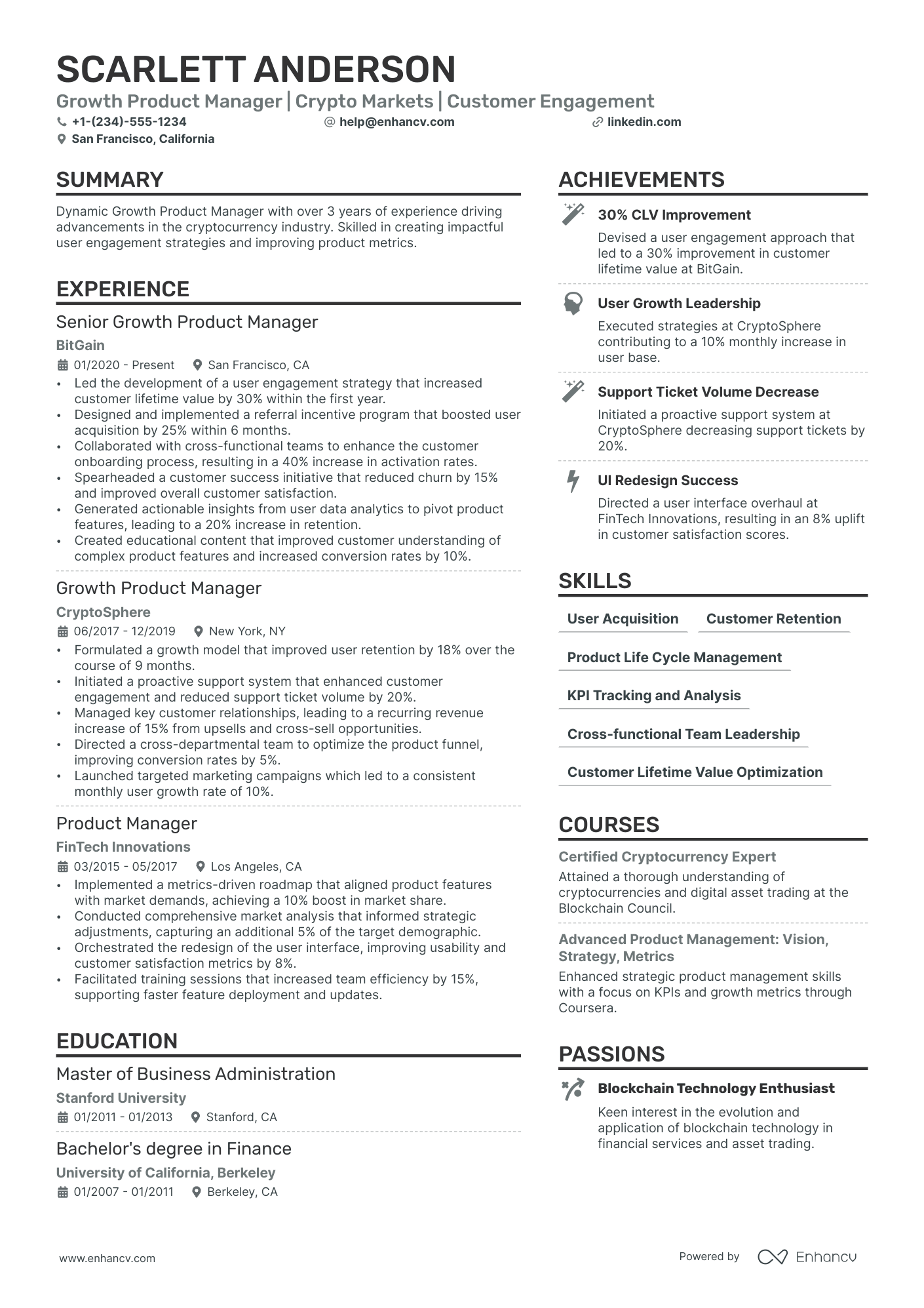 best product manager resume examples