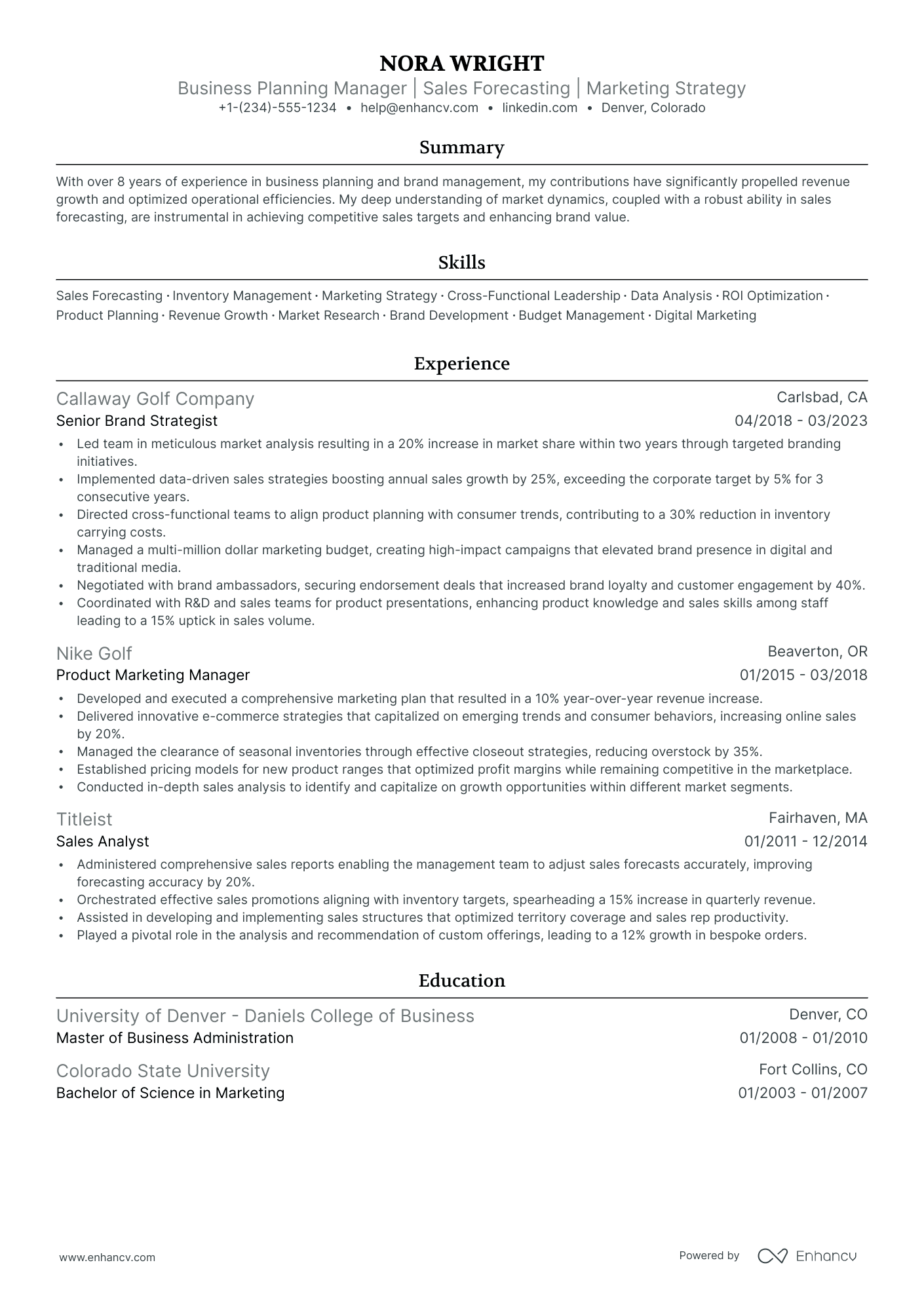 5 Business Planning Manager Resume Examples & Guide for 2024