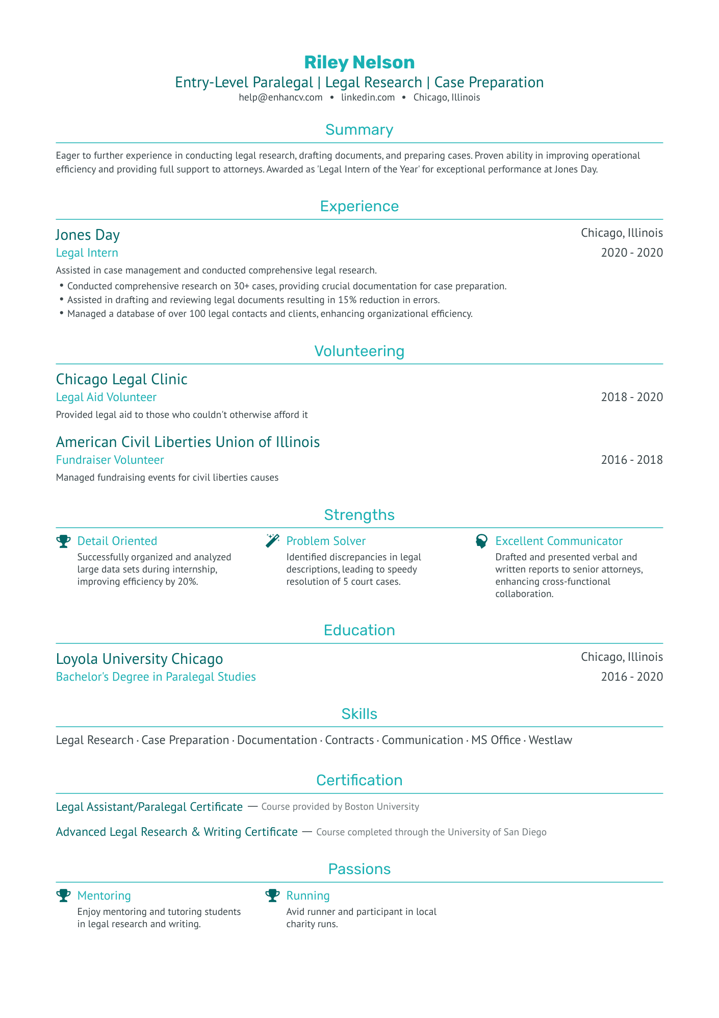 resume for entry level paralegal