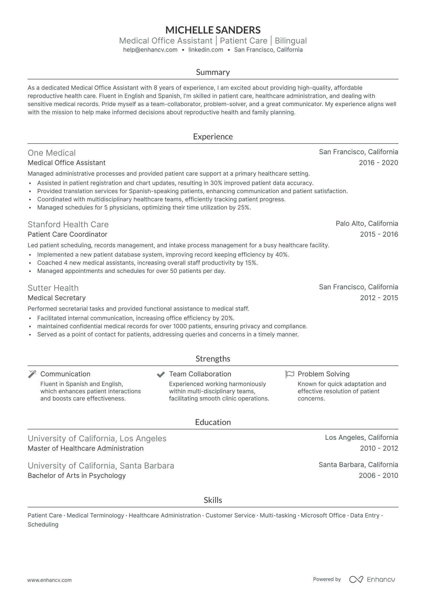 resume summary for medical office assistant