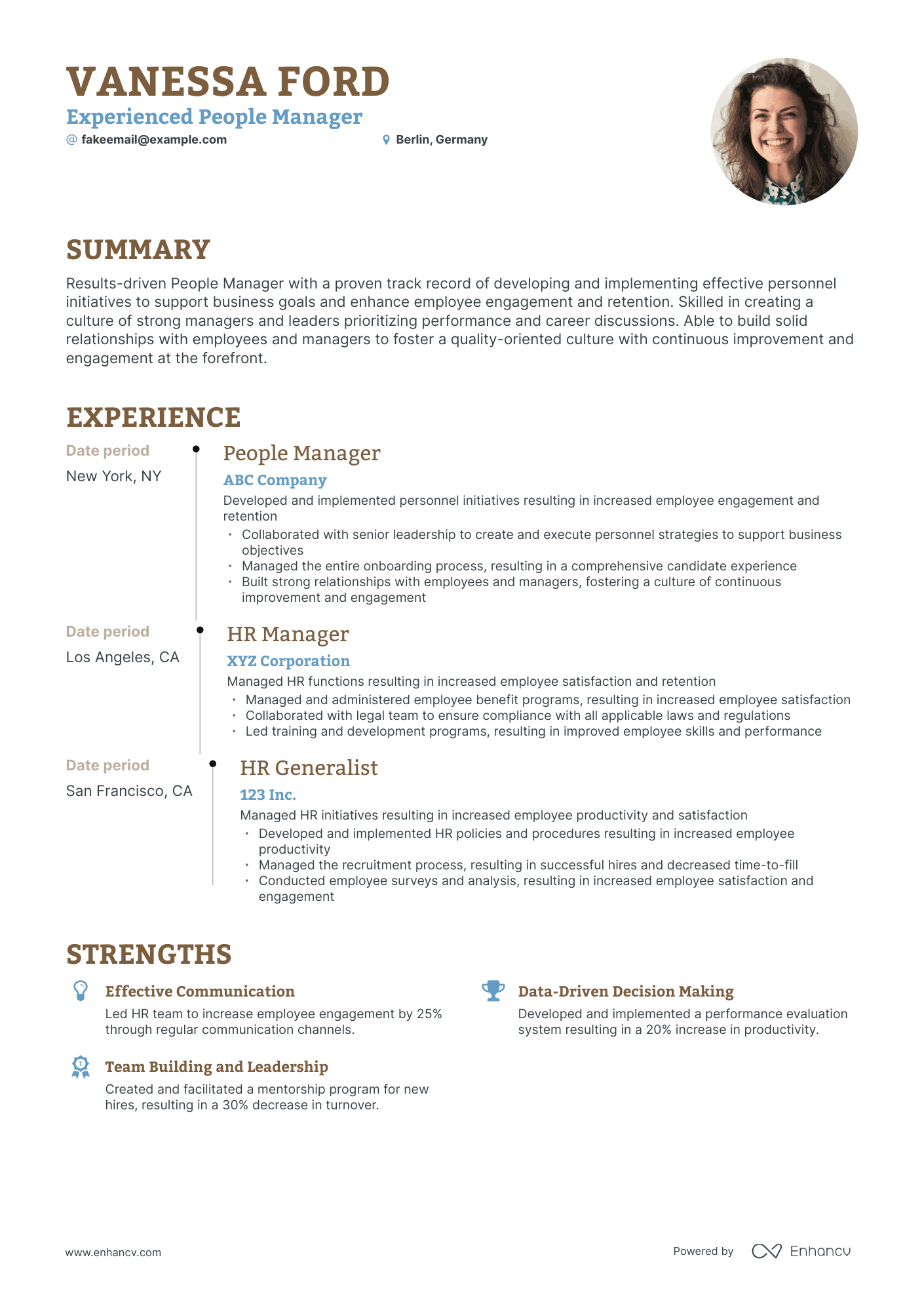 Timeline People Manager Resume Template