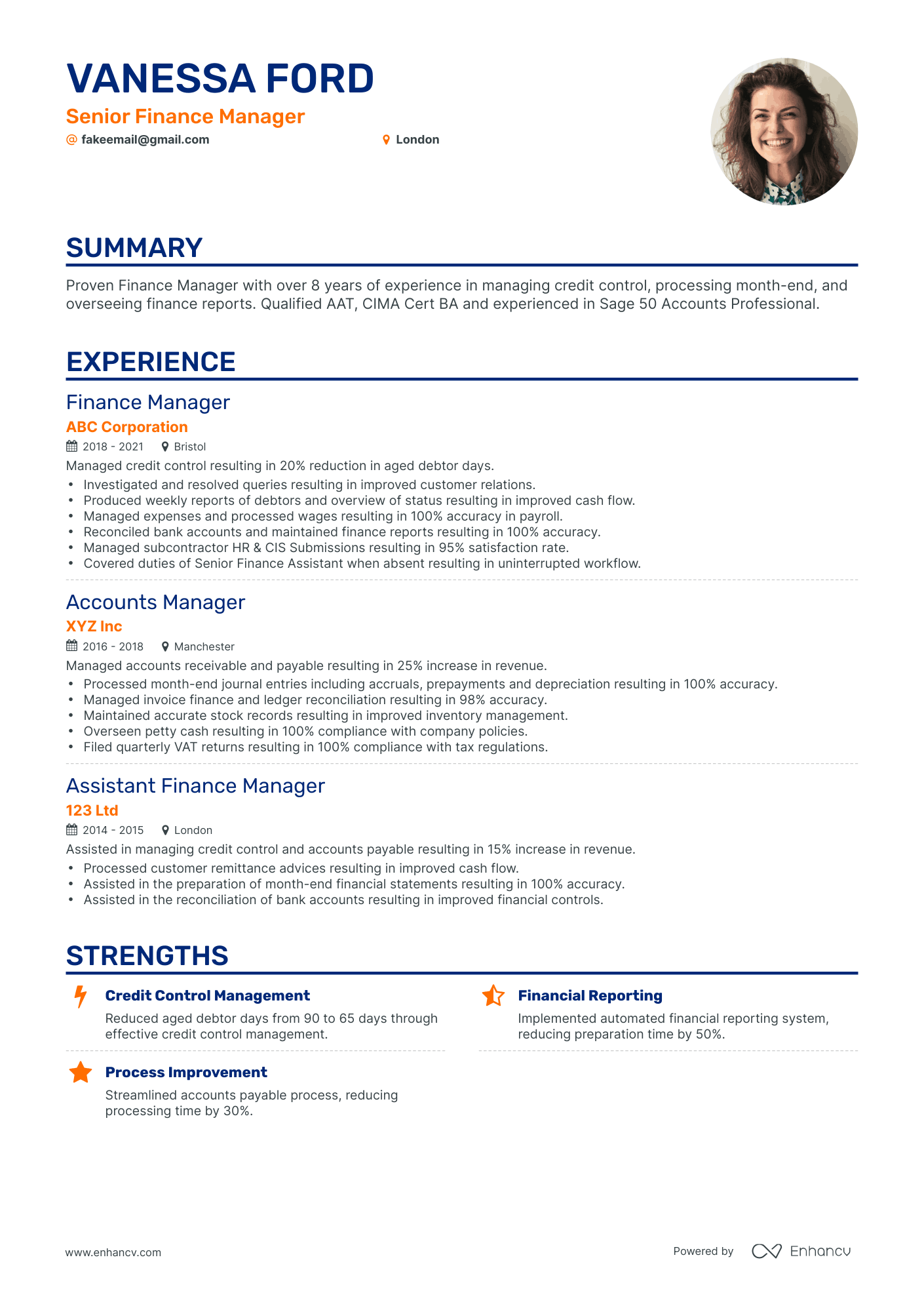 Classic Senior Finance Manager Resume Template