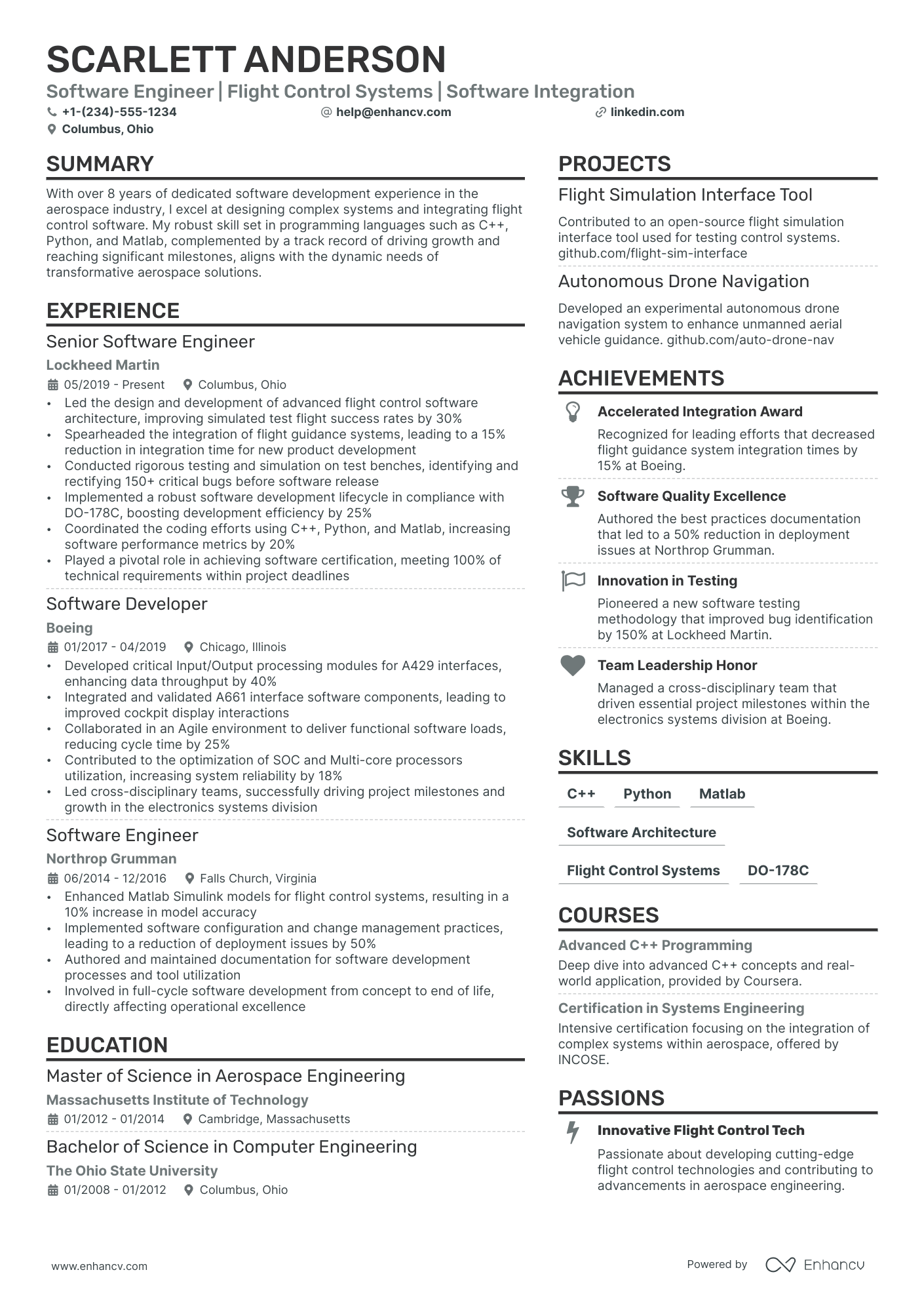 software engineer resume with projects