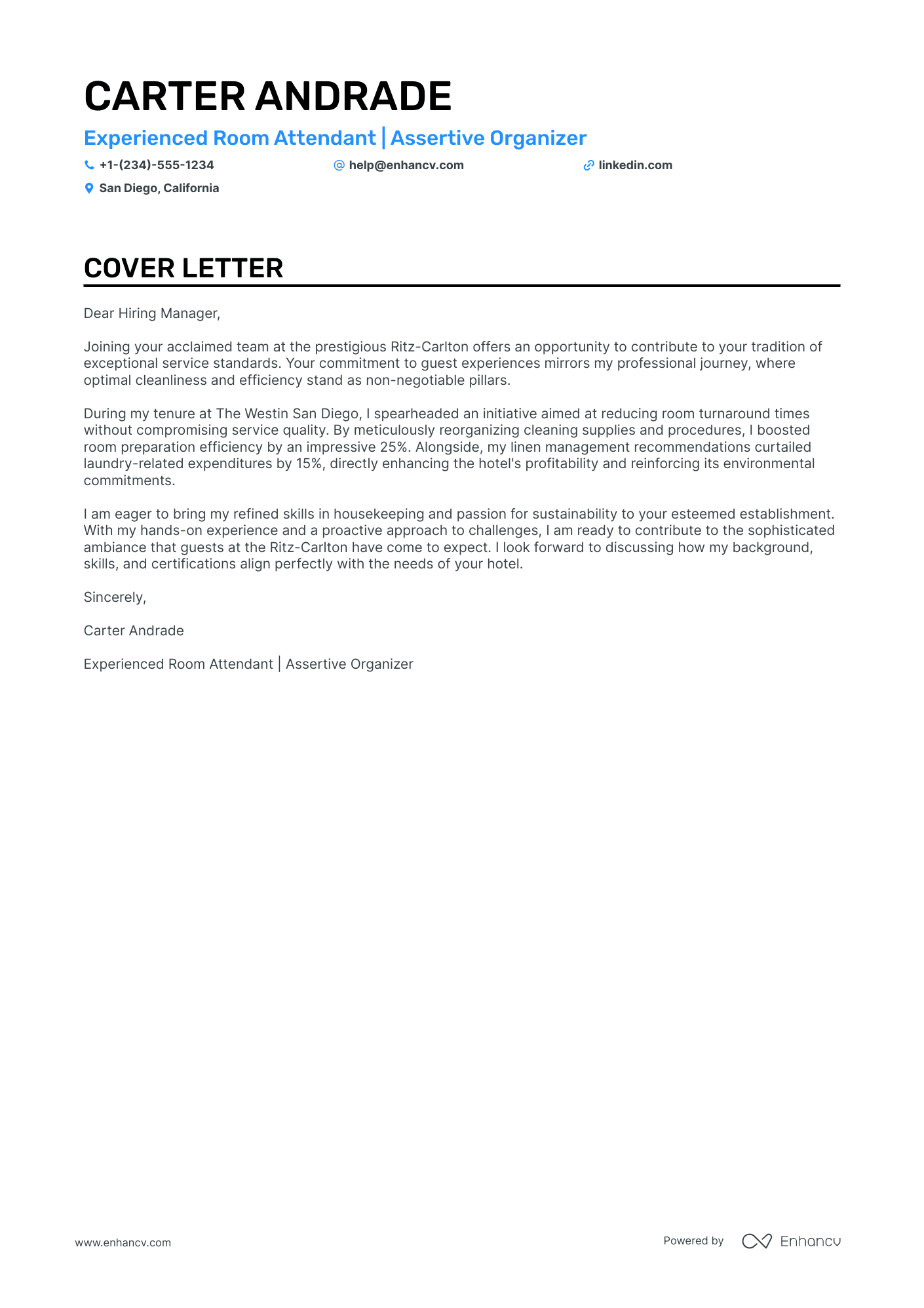 cover letter for assistant housekeeping