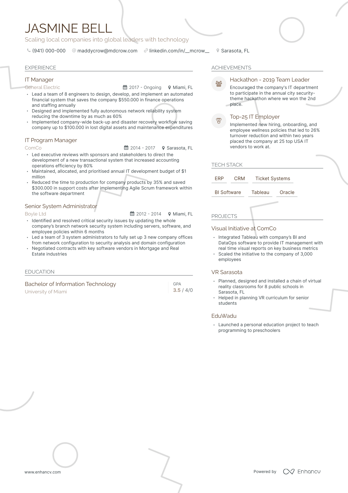 Modern IT Manager Resume Template