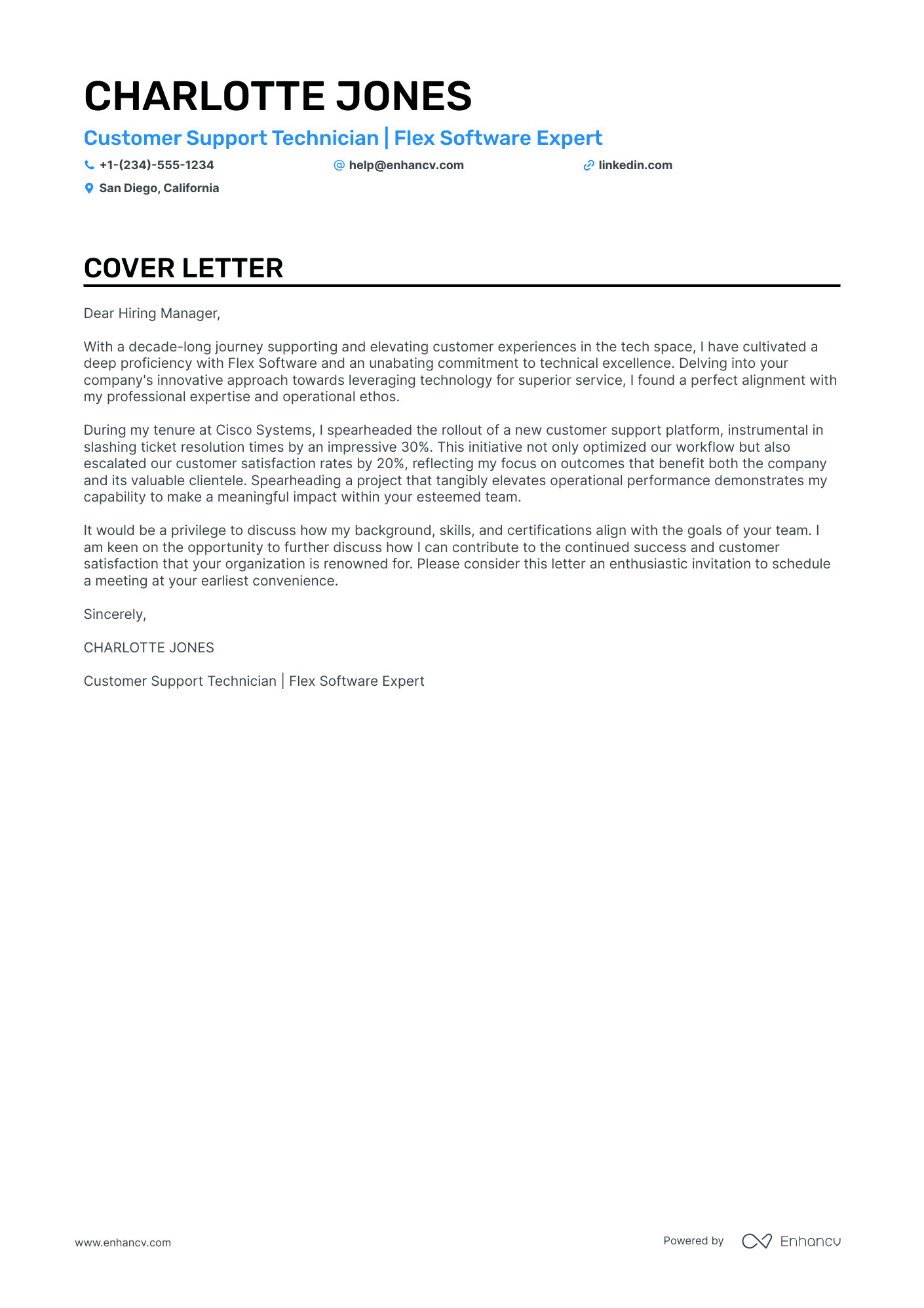 cover letter examples for customer service supervisor