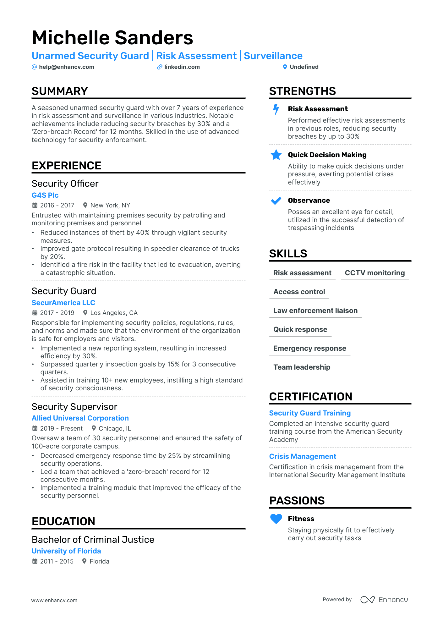 how to write resume for security guard job
