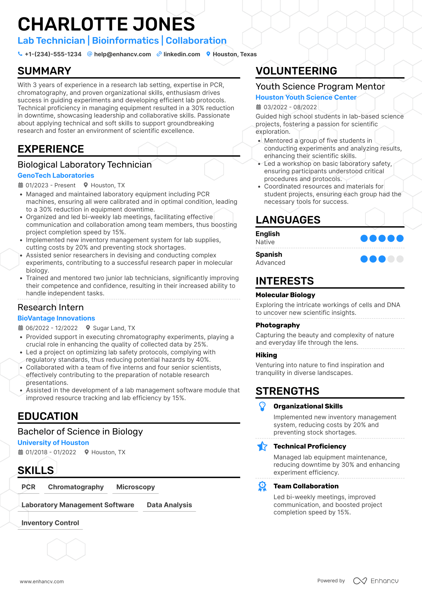 A resume example of a Grad School Lab Manager