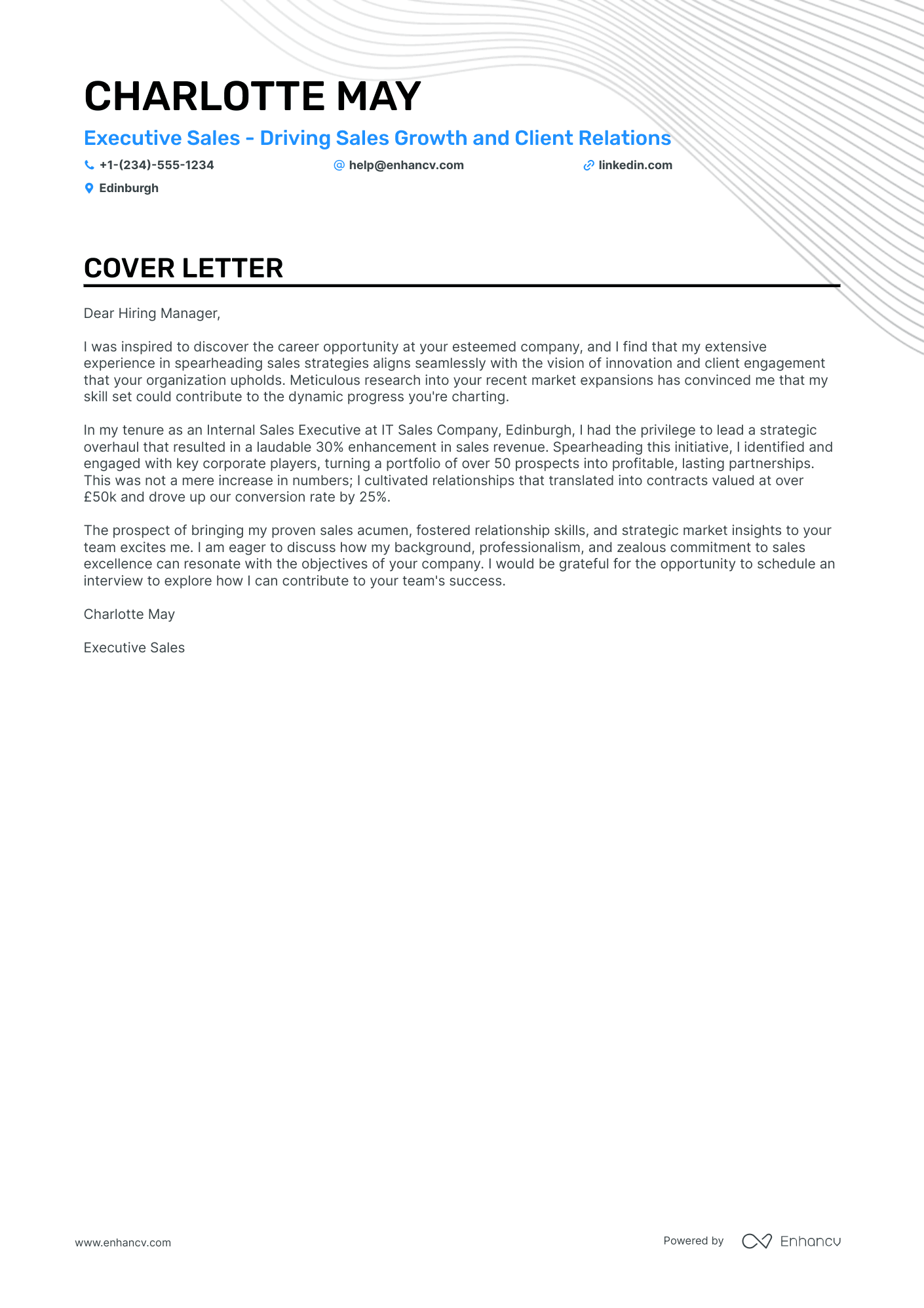cover letter email sales