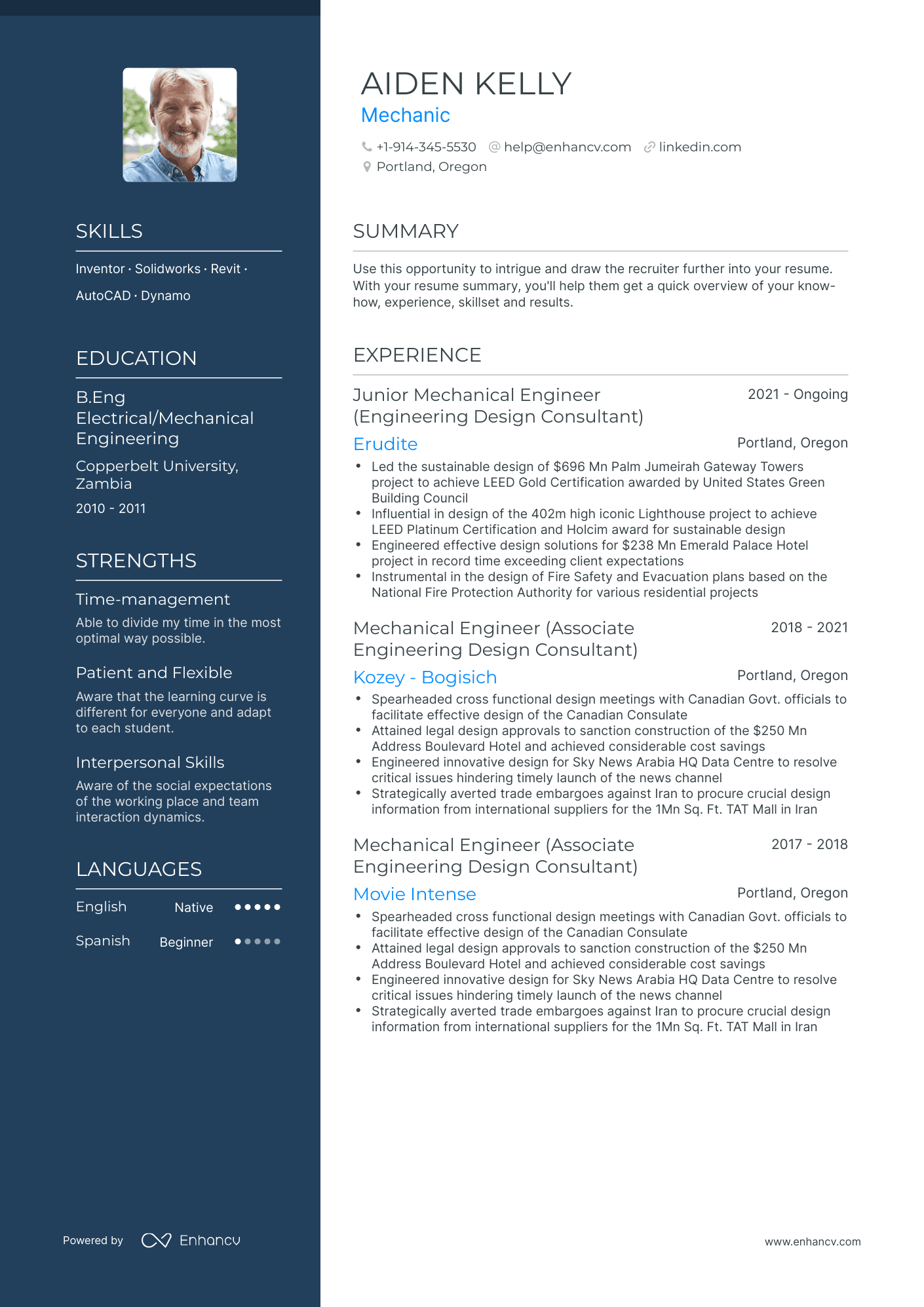 Mechanic Resume Examples | Pro Tips Featured | Enhancv (Layout, Skills ...