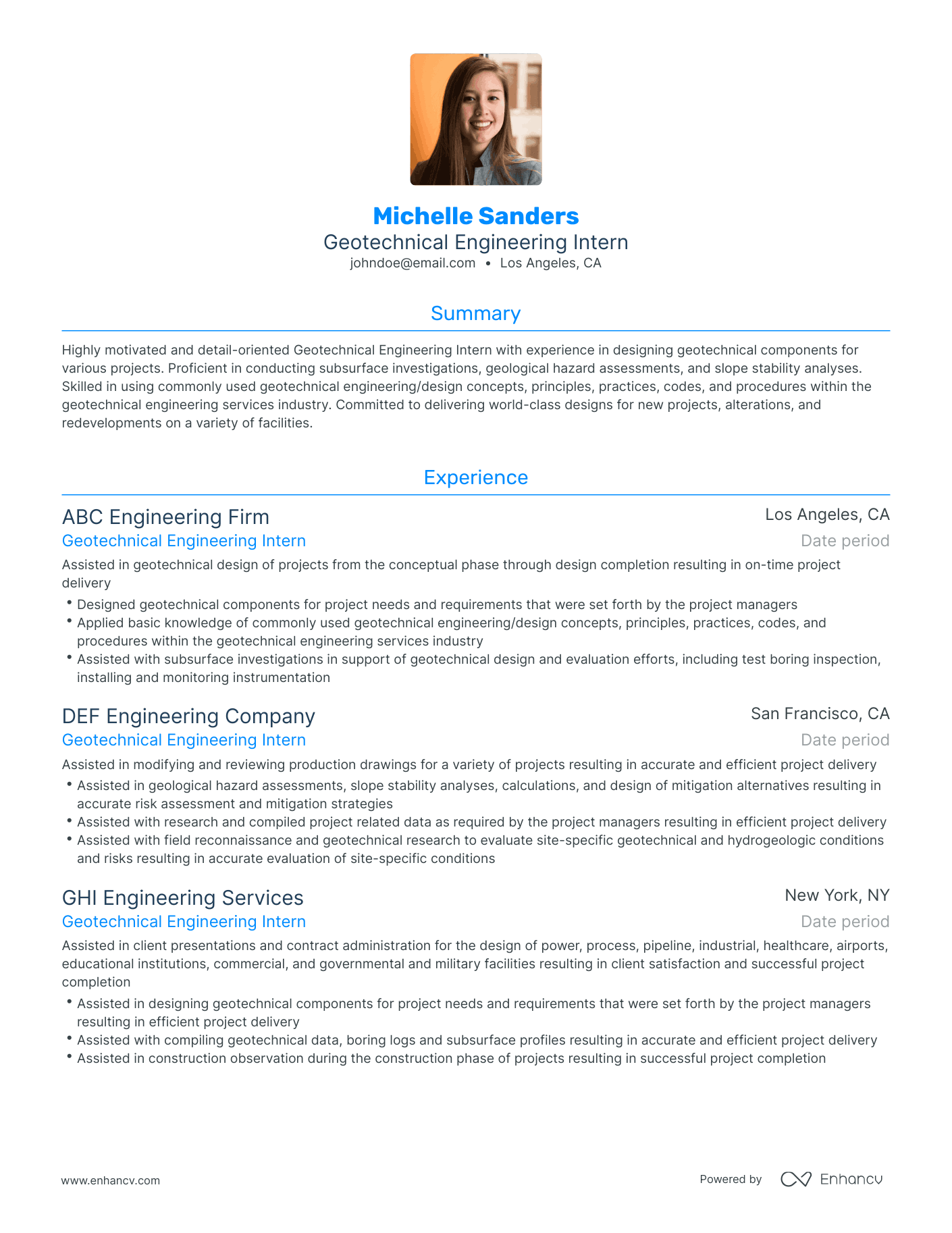 Traditional Geotechnical Engineering Resume Template
