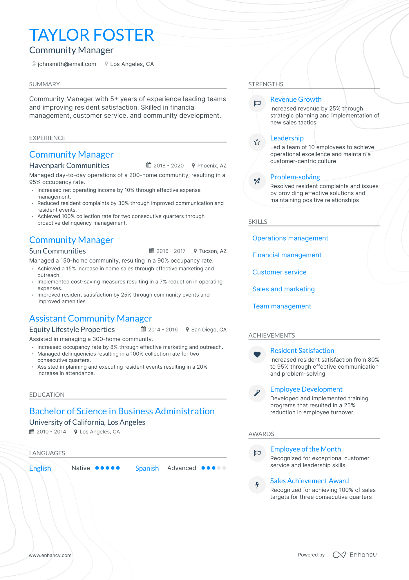 Modern Community Manager Resume Template