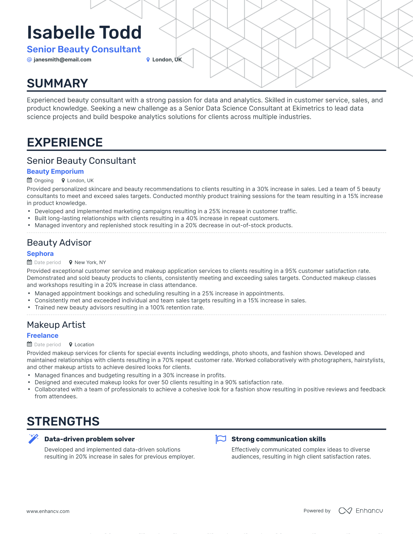 Classic Beauty Consultant Resume Template