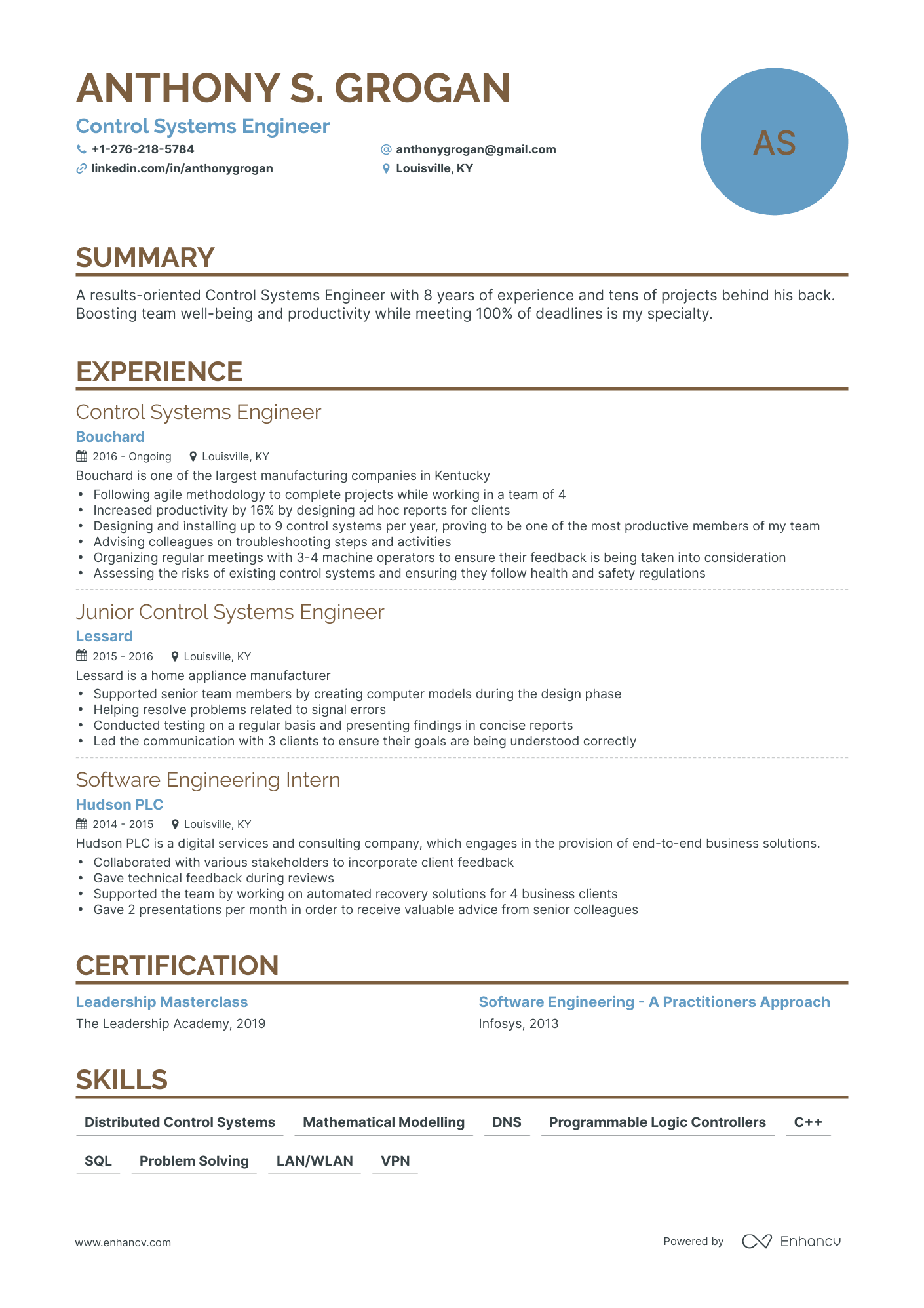 Classic Control Systems Engineer Resume Template