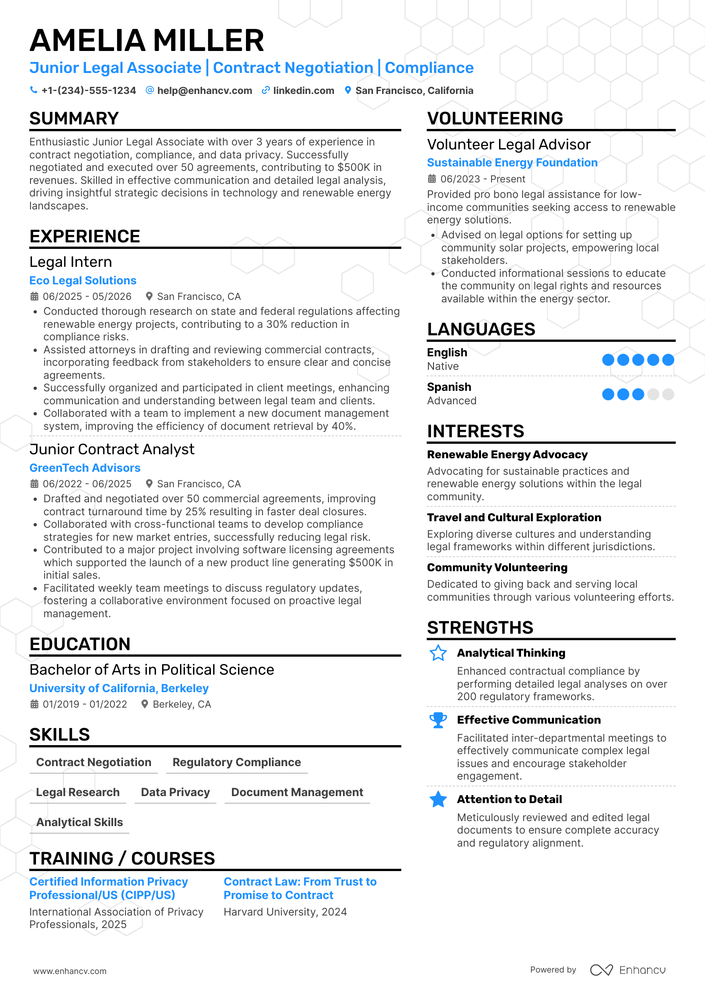 A resume example of a Associate Counsel