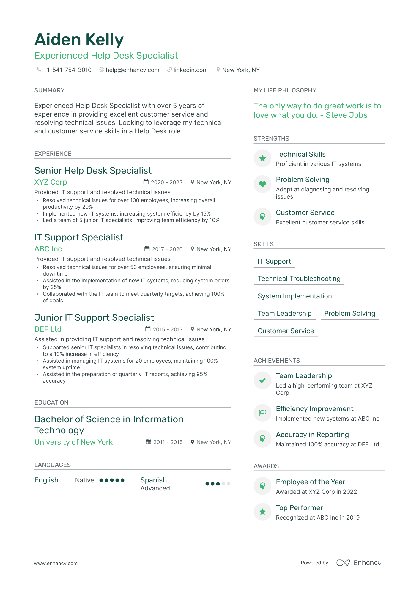 Modern IT Support Resume Template