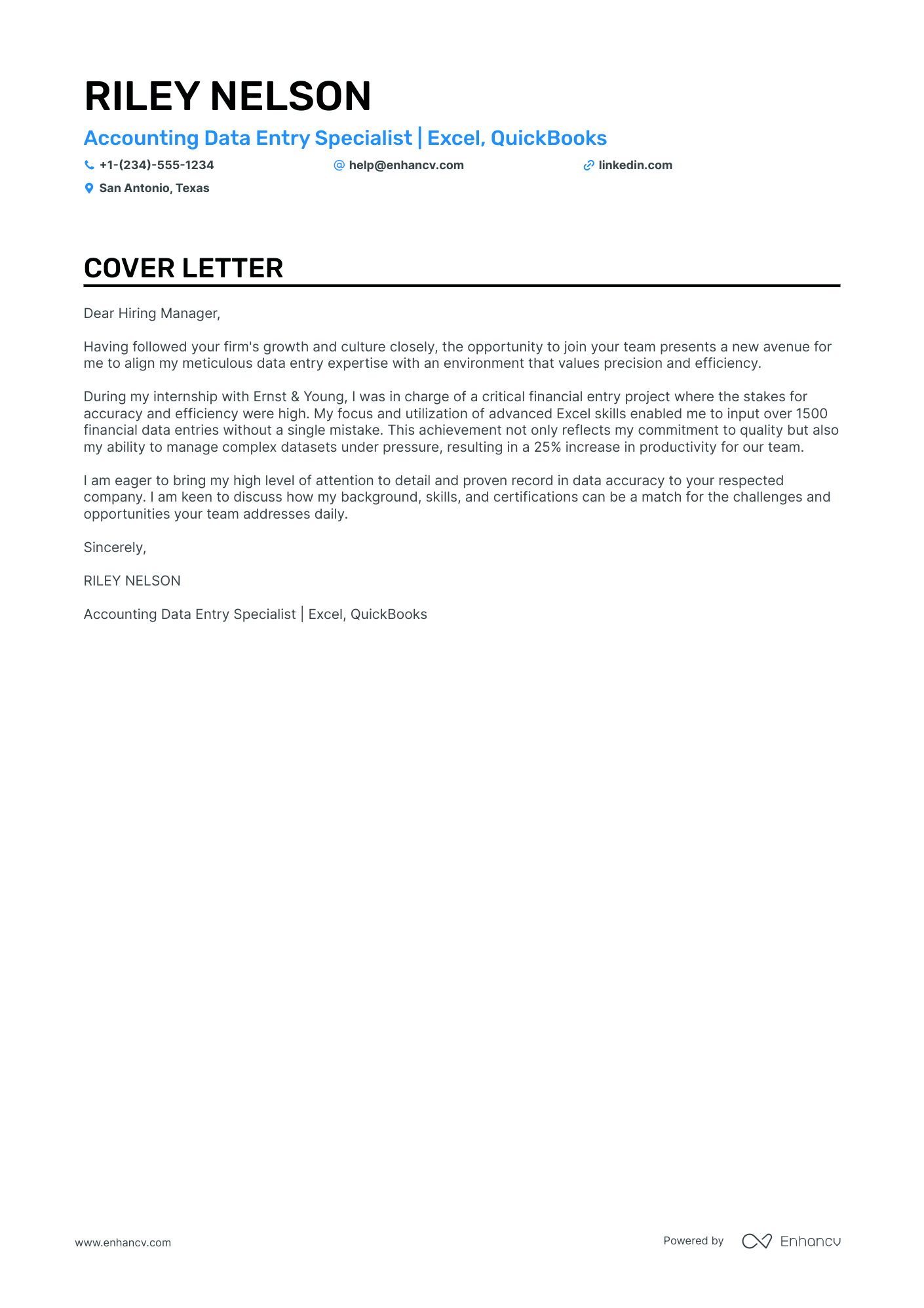 short data entry cover letter