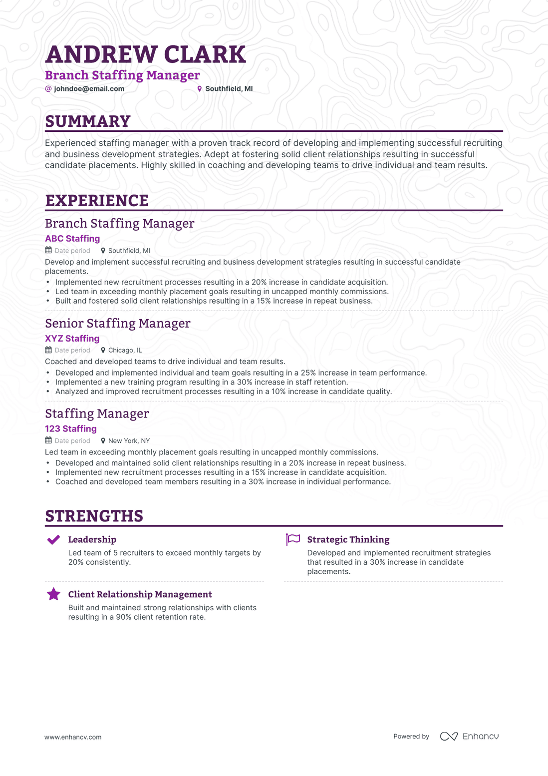 Classic Staffing Manager Resume Template