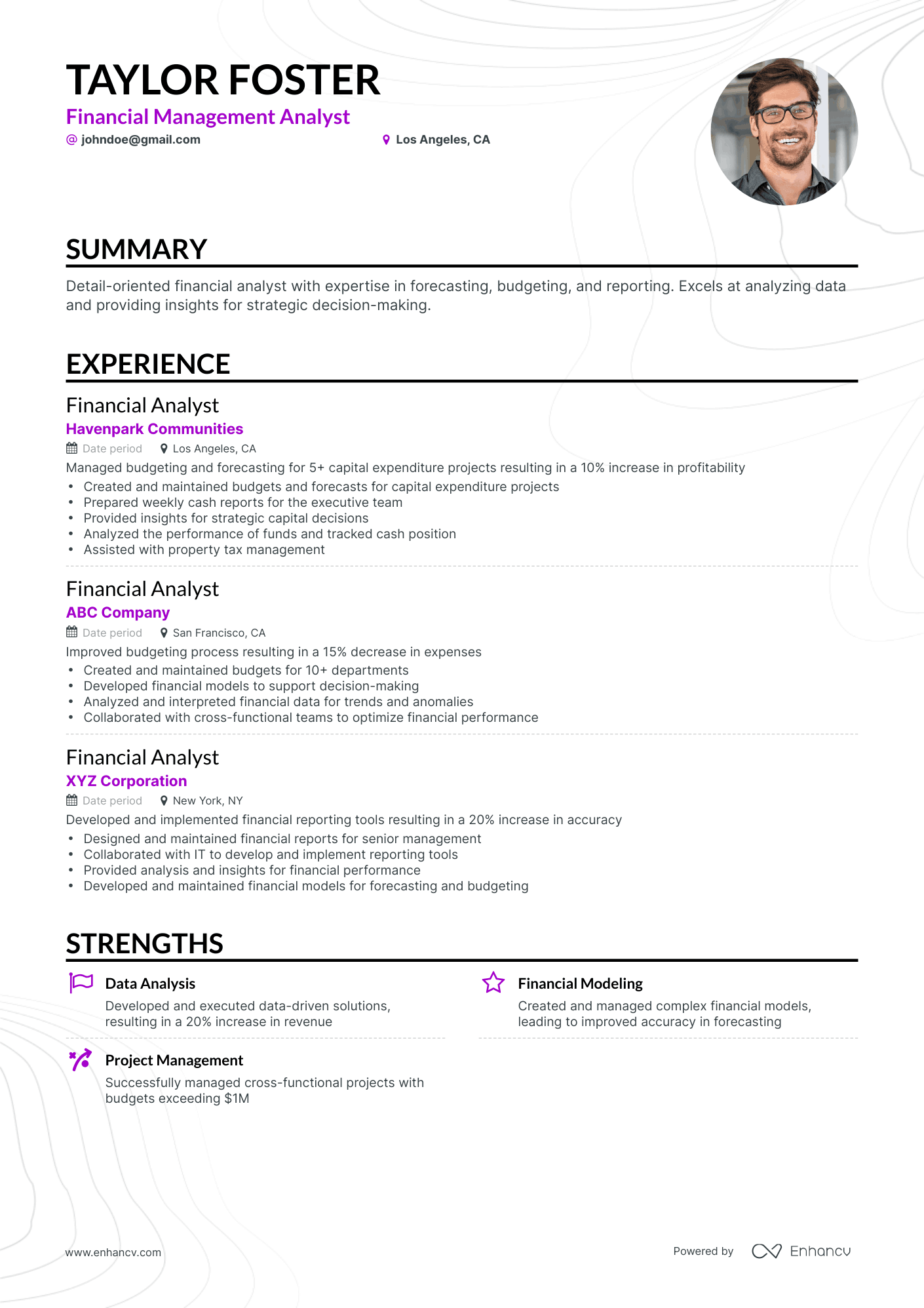 Classic Financial Management Analyst Resume Template