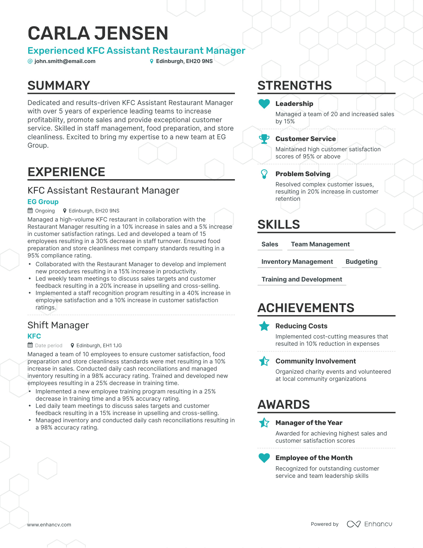 Simple Starbucks Store Manager Resume Template
