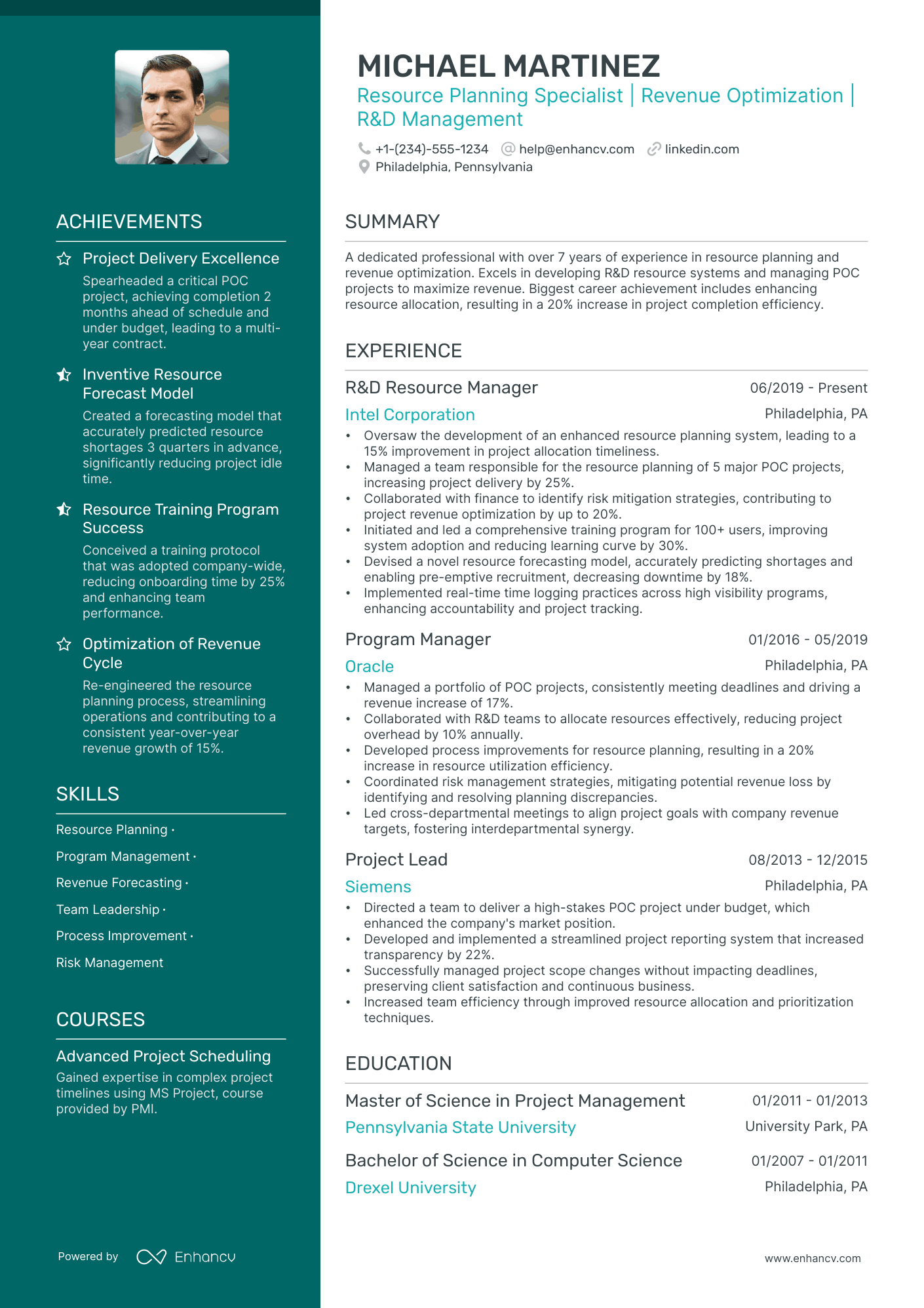 summary of principal resume