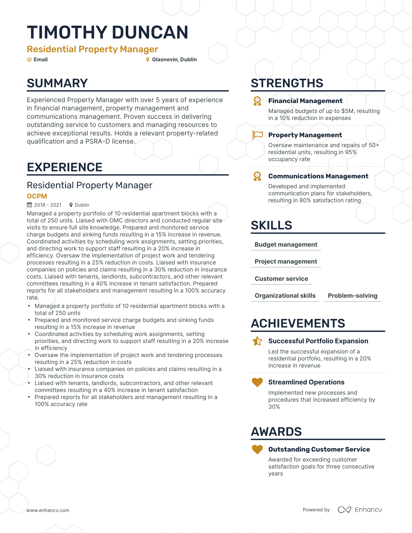 Simple Residential Property Manager Resume Template
