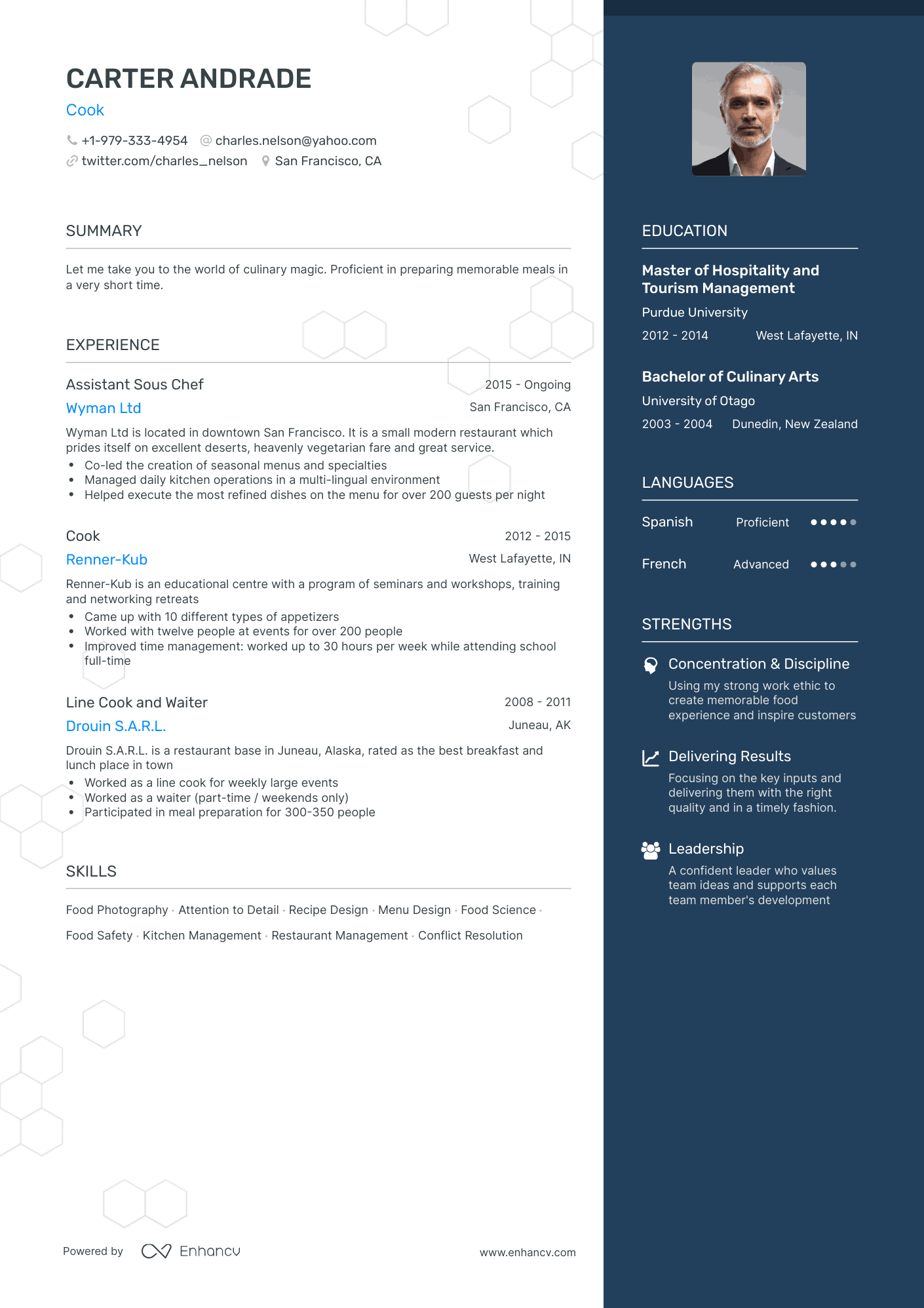 One Page Cook Resume Template