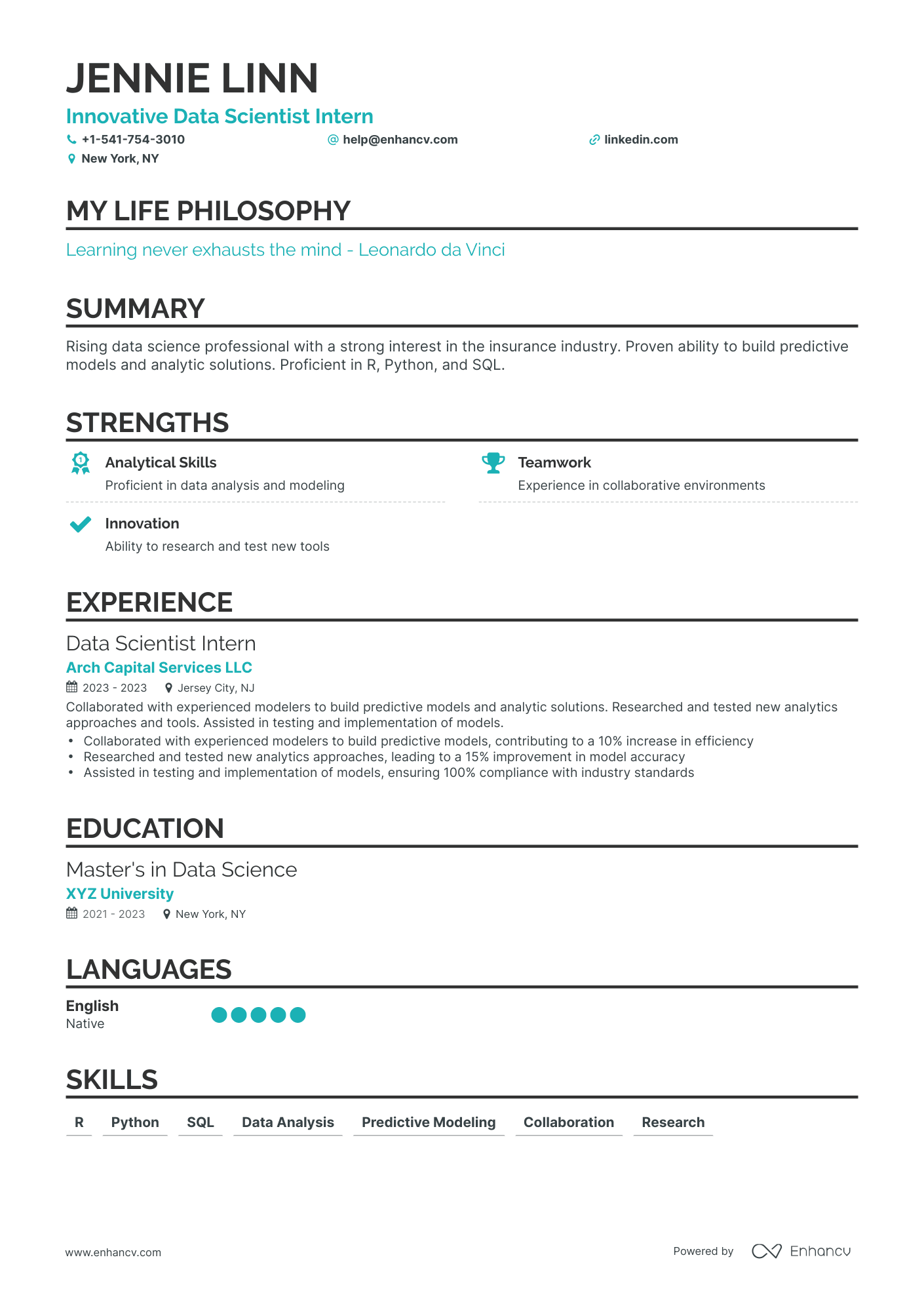 what to put on resume for science internship