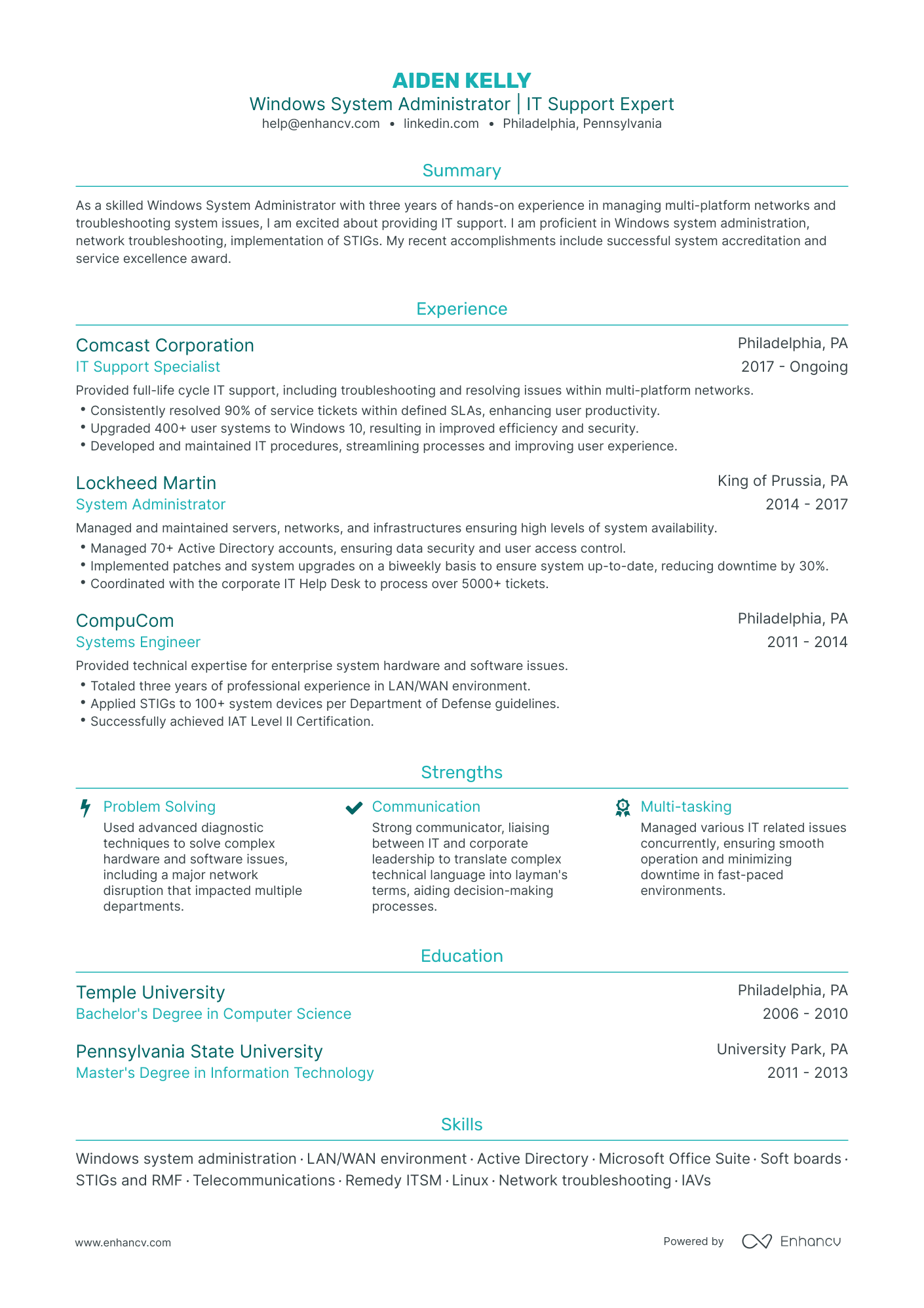 undefined Windows System Administrator Resume Template