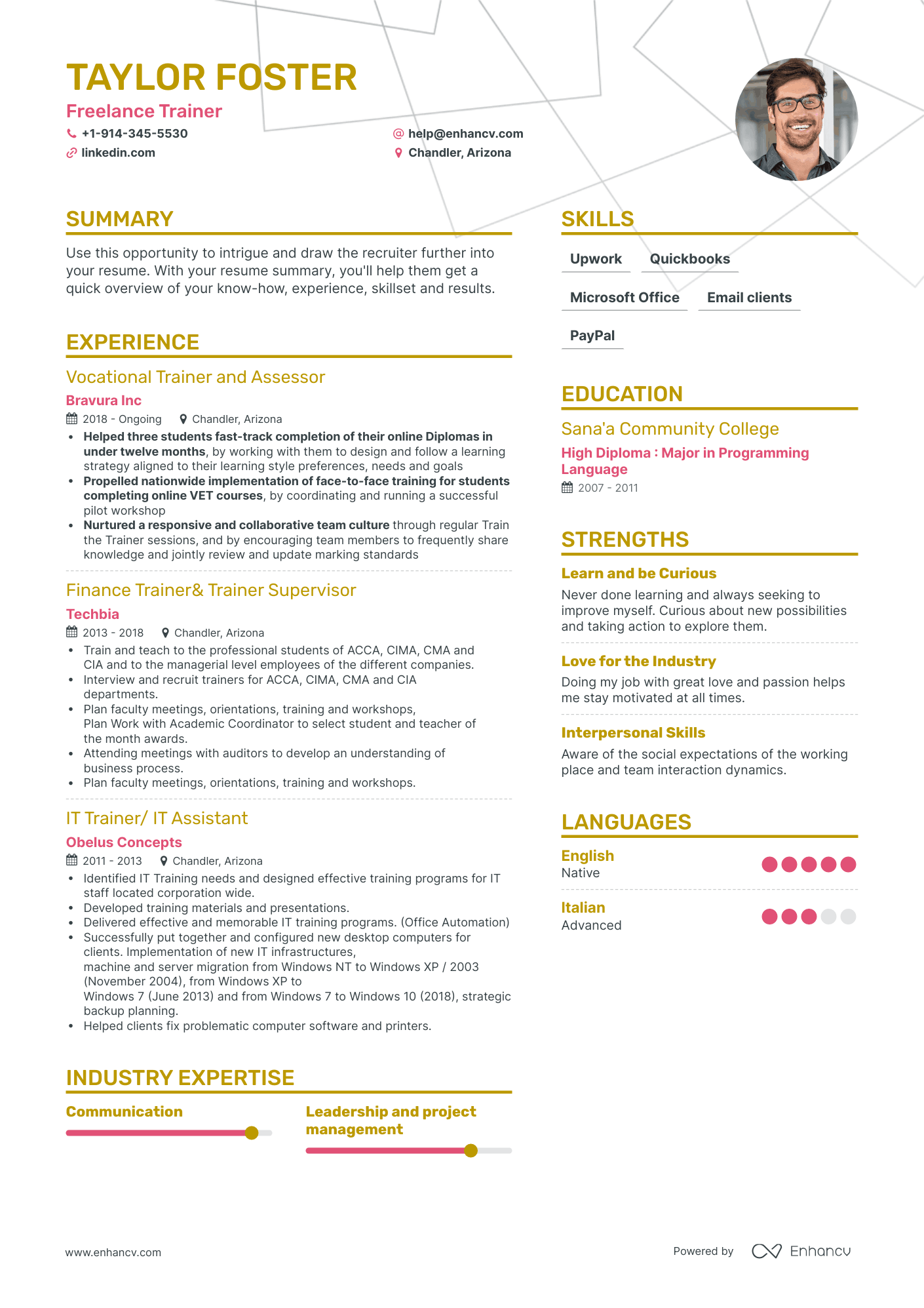 Freelance Trainer Resume Examples & Guide for 2023 (Layout, Skills ...